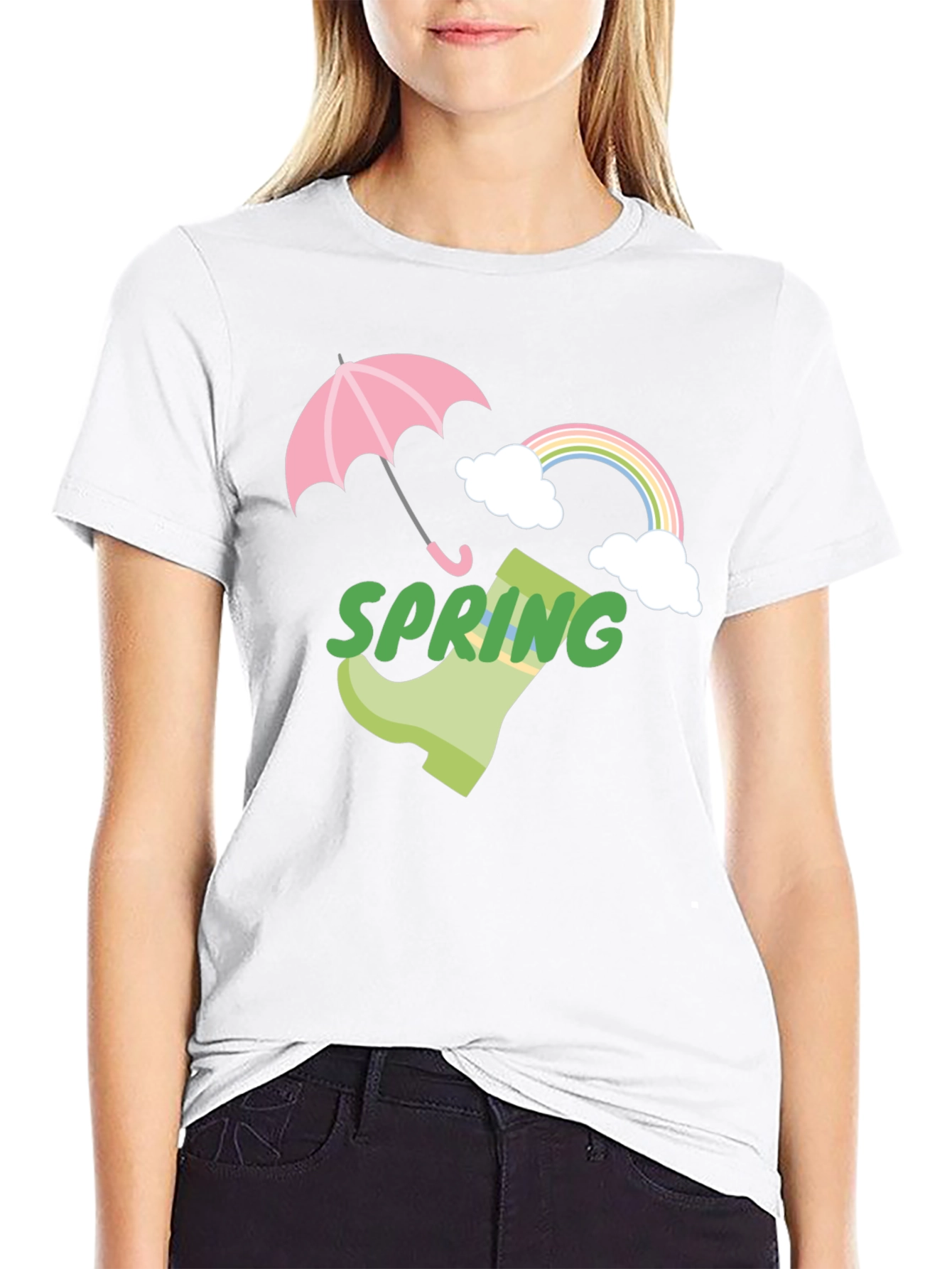 Spring Showers Graphic Tee - Black Cotton T-Shirt
