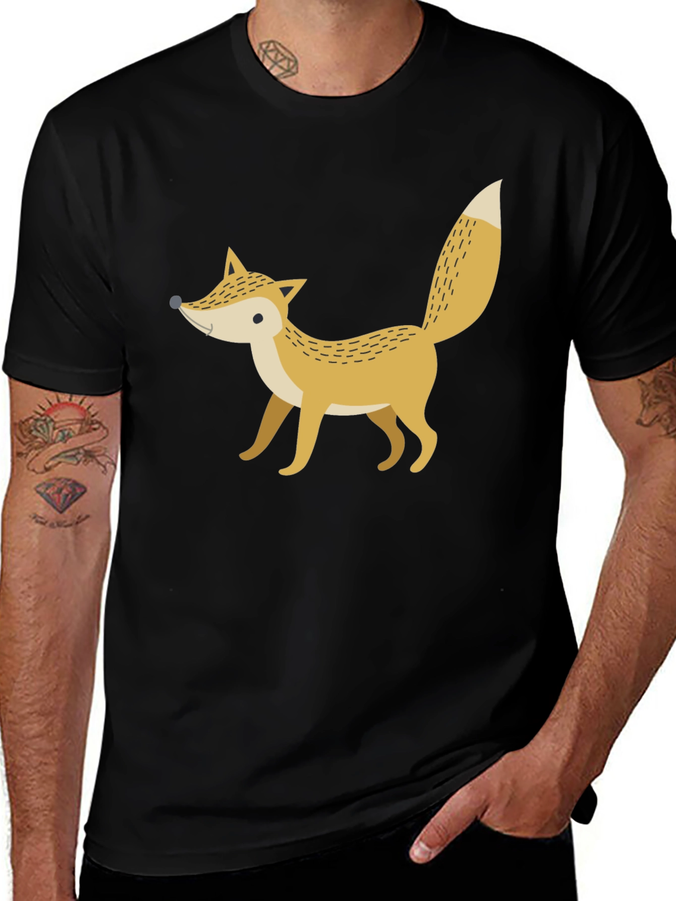 Fox Graphic Print Black T-Shirt