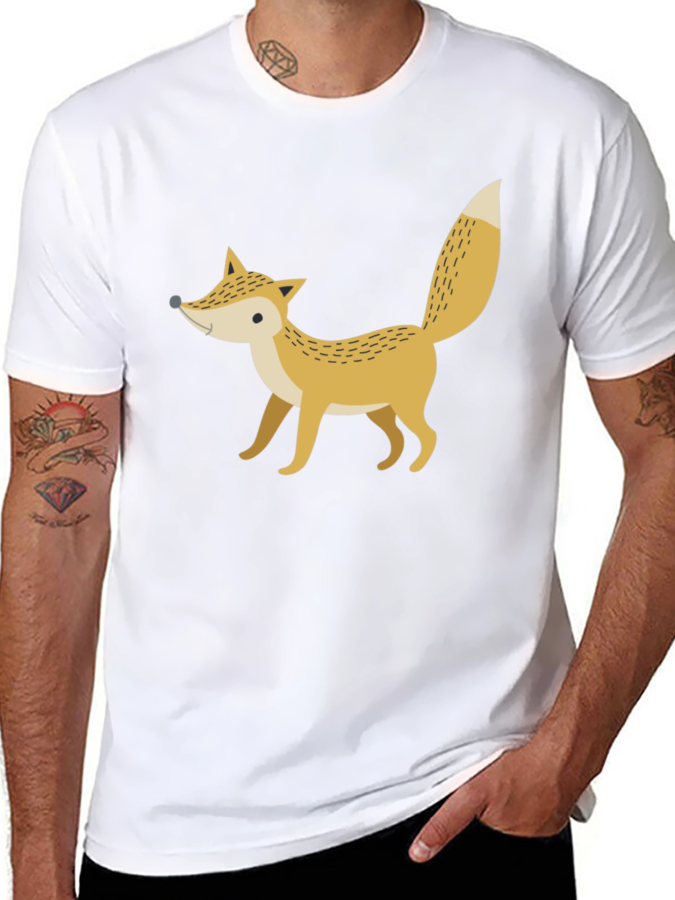Fox Graphic Print Black T-Shirt