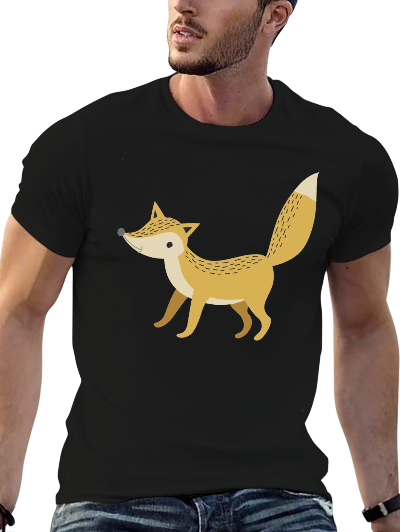 Fox Graphic Print Black T-Shirt