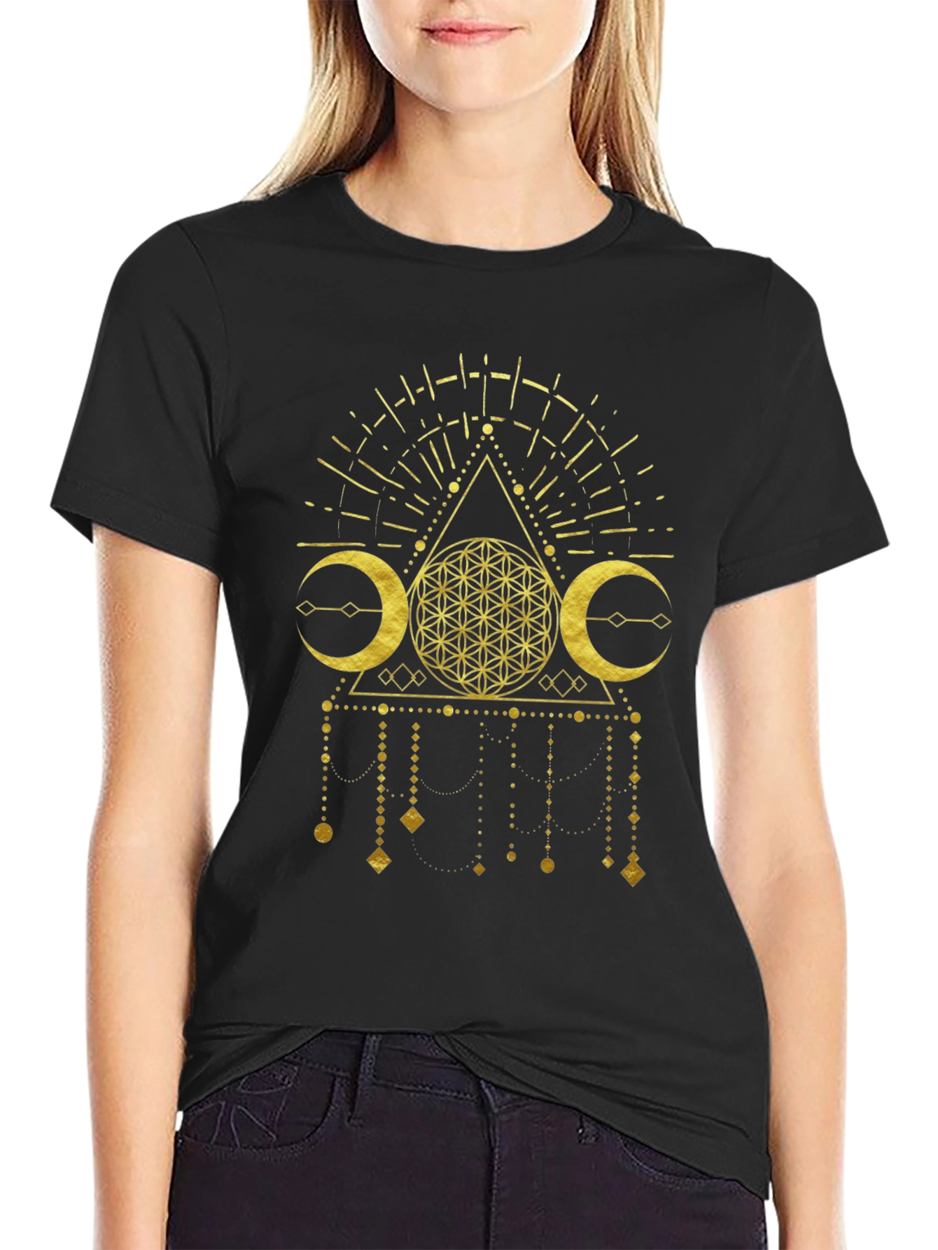 Mystic Gold Graphic Tee - Modern Occult Design