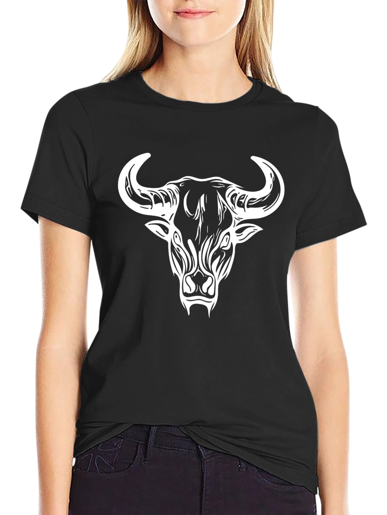 Bull Head Graphic Tee - Bold Black T-Shirt