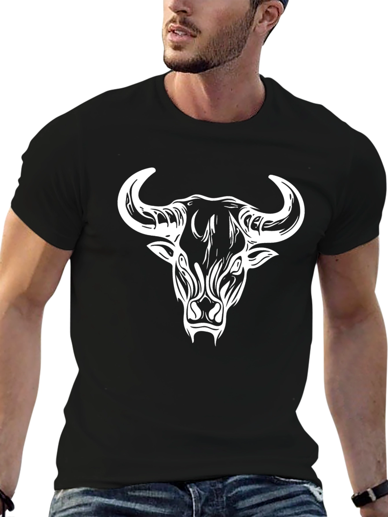Bull Head Graphic Tee - Bold Black T-Shirt