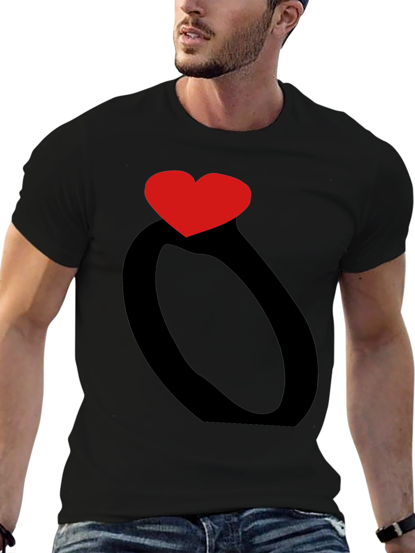 Heart Ring Graphic Black T-Shirt