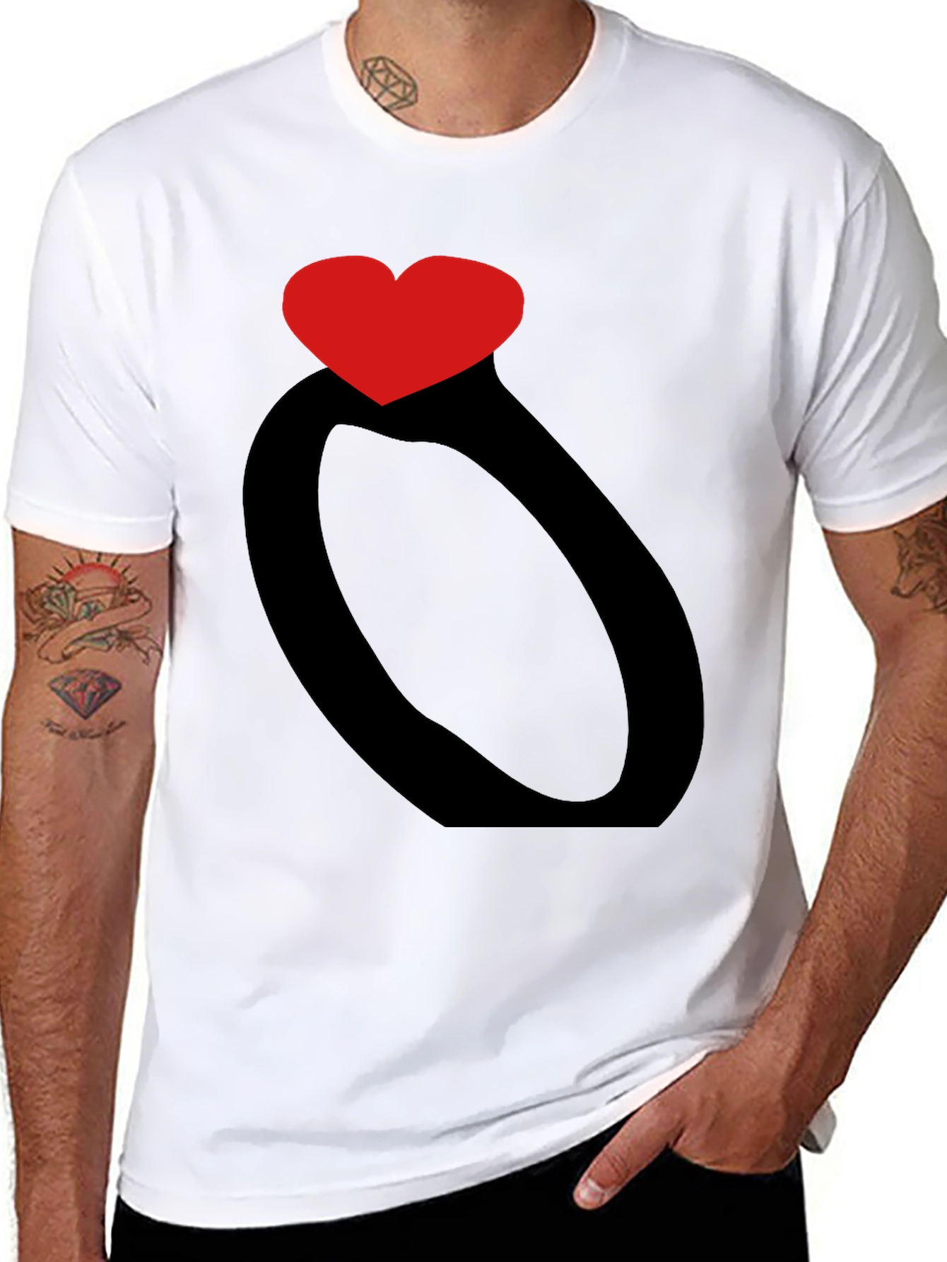 Heart Ring Graphic Black T-Shirt