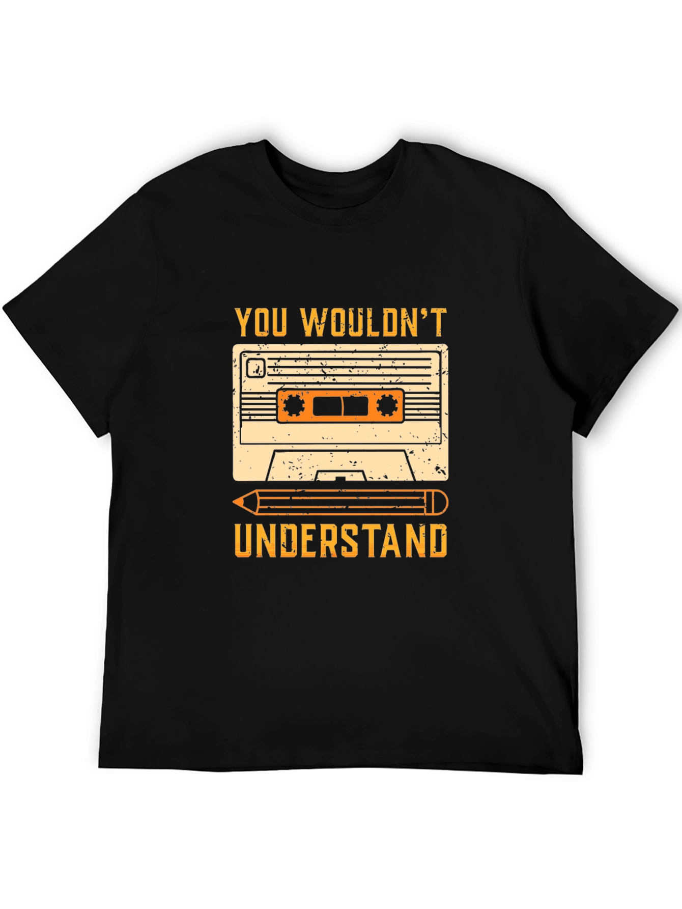 Retro Cassette Tape & Pencil Graphic T-Shirt