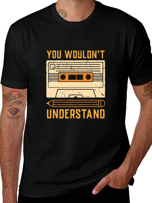 Retro Cassette Tape & Pencil Graphic T-Shirt