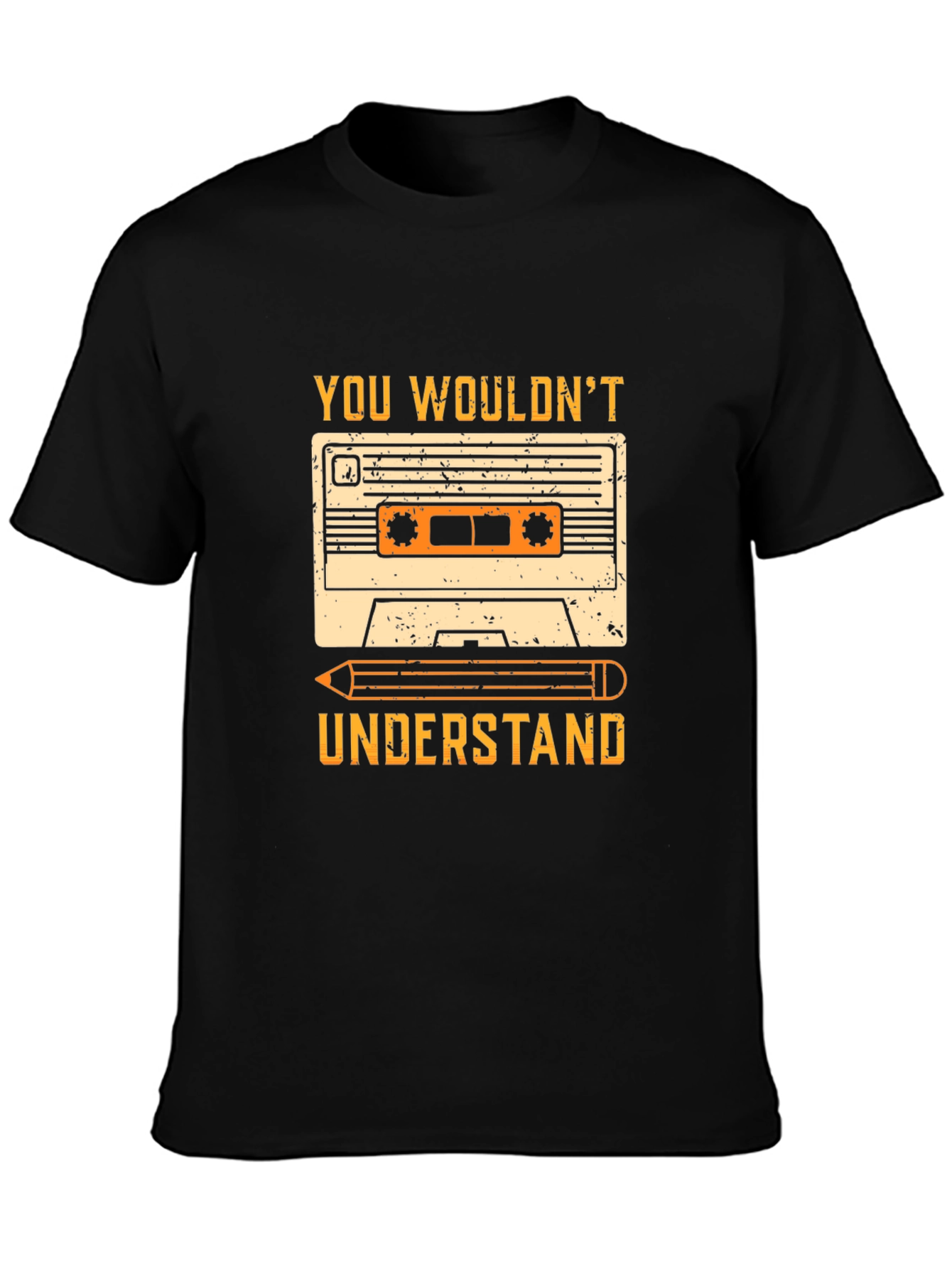 Retro Cassette Tape & Pencil Graphic T-Shirt