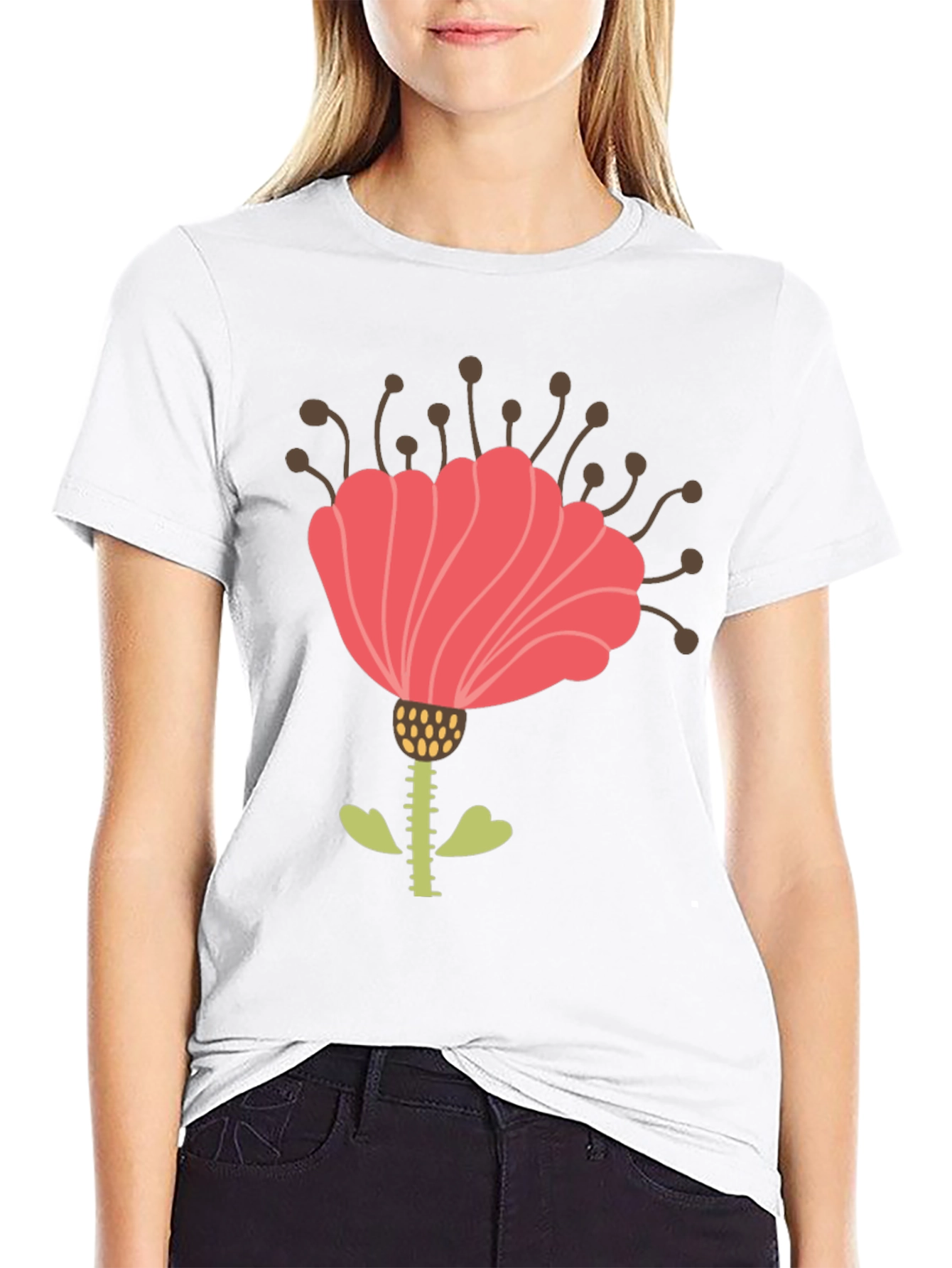 Floral Graphic Print Mens Black T-Shirt