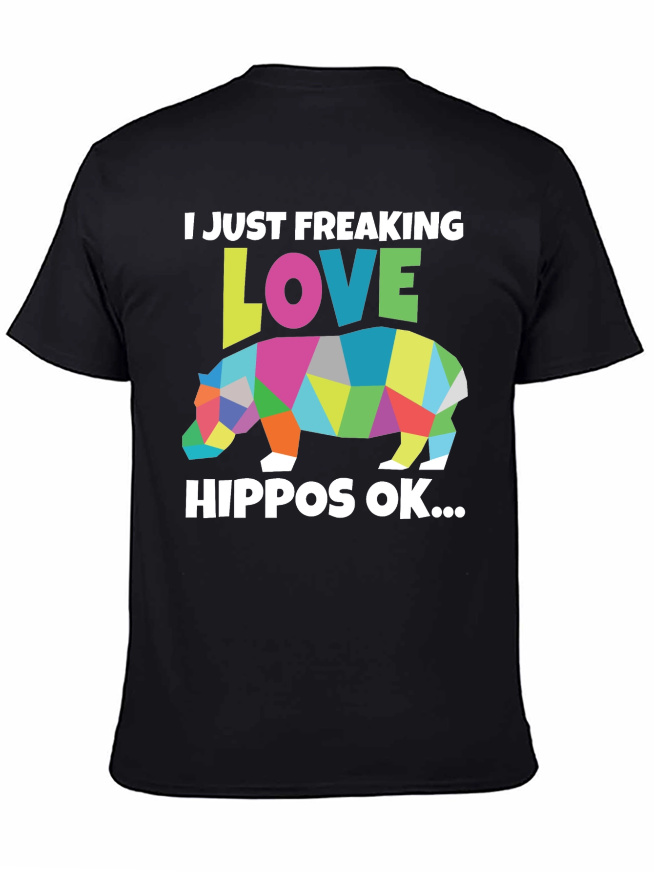 I Love Hippos Black T-Shirt