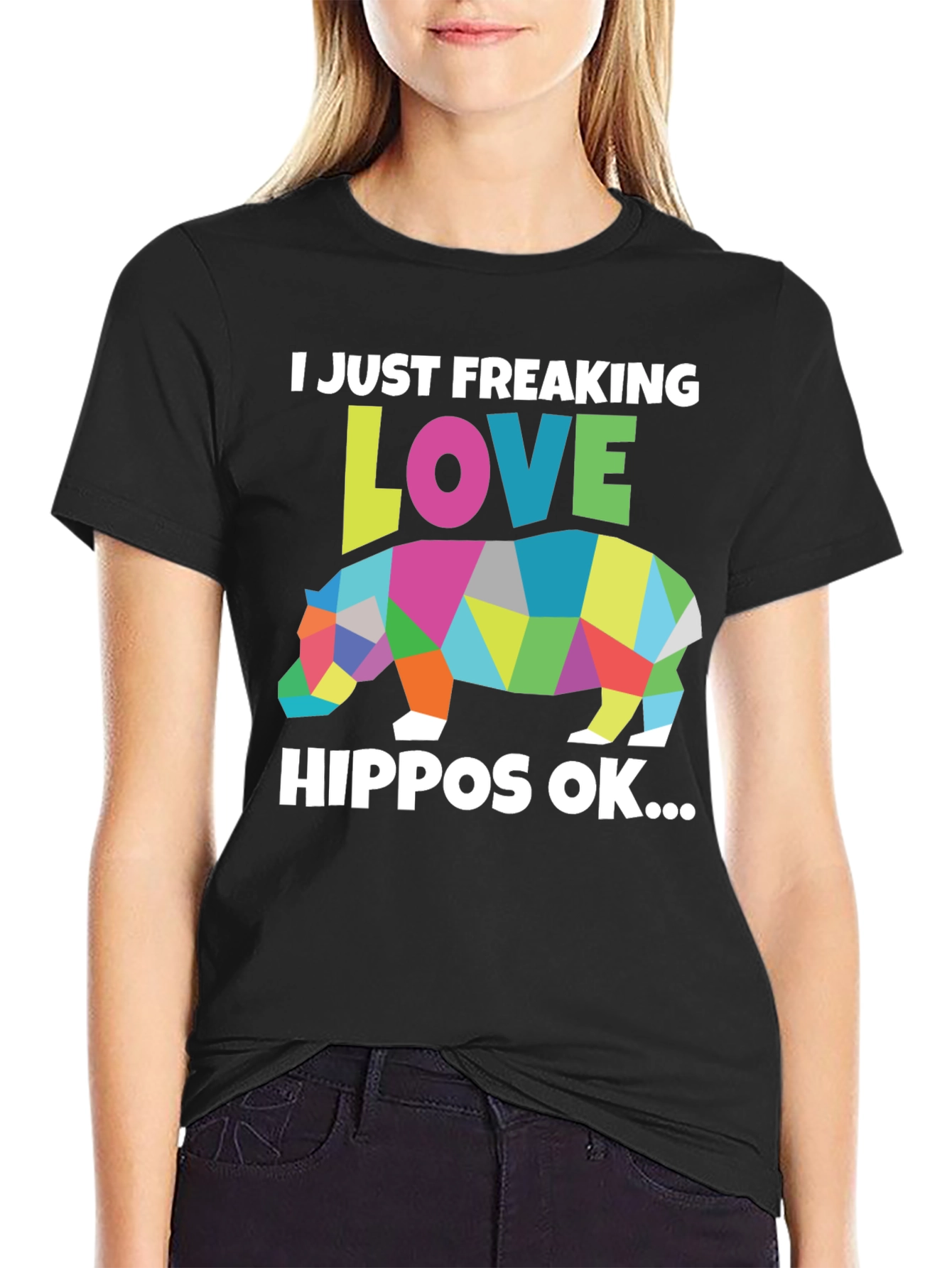 I Love Hippos Black T-Shirt