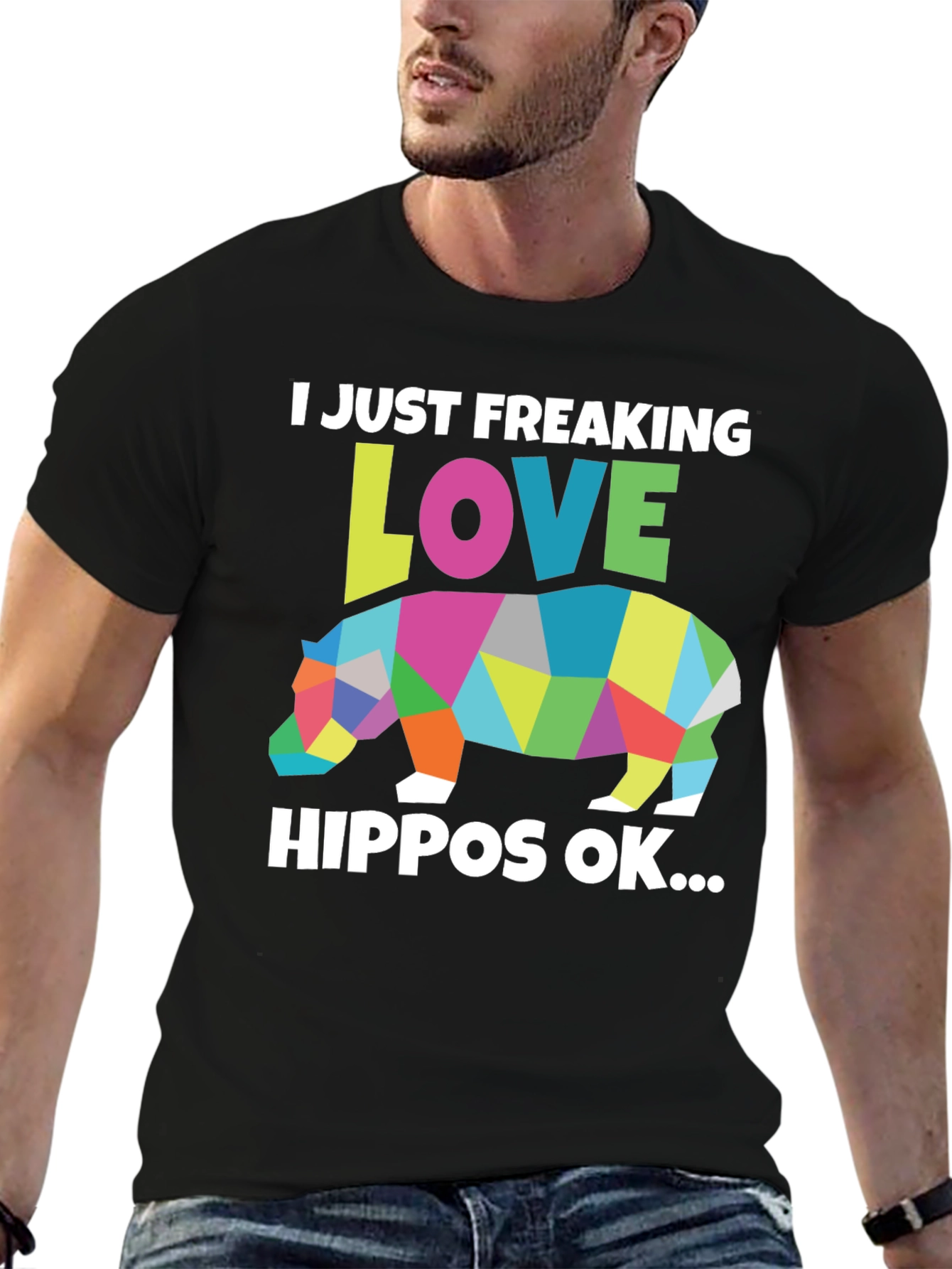 I Love Hippos Black T-Shirt