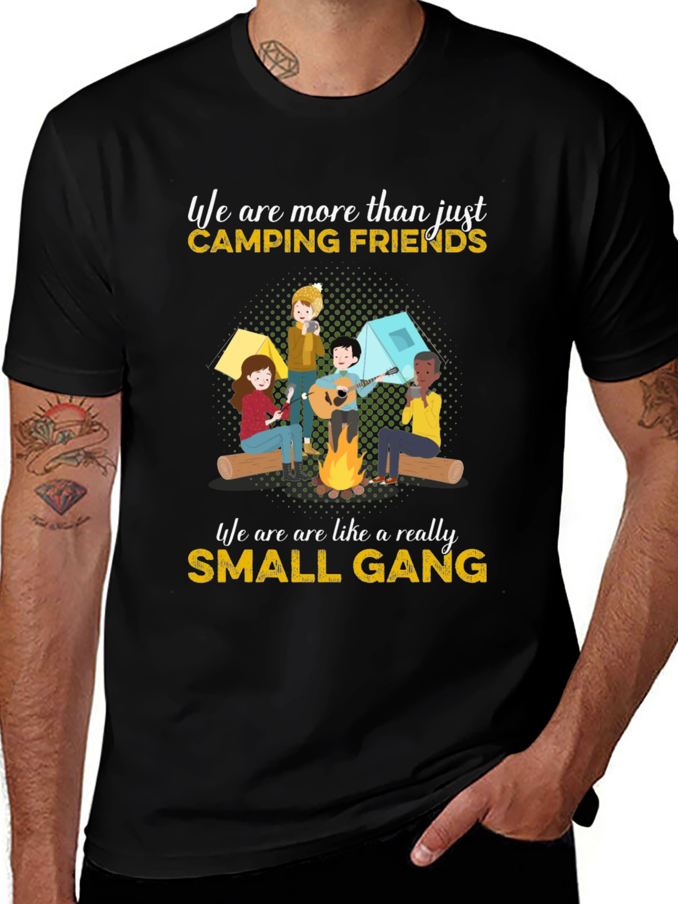 Camping Friends Small Gang Graphic T-Shirt