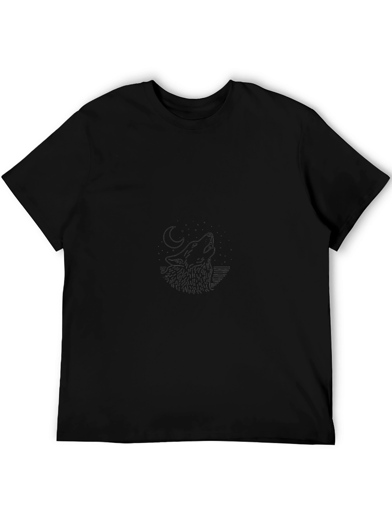 Wolf Howling at Moon Graphic Black T-Shirt