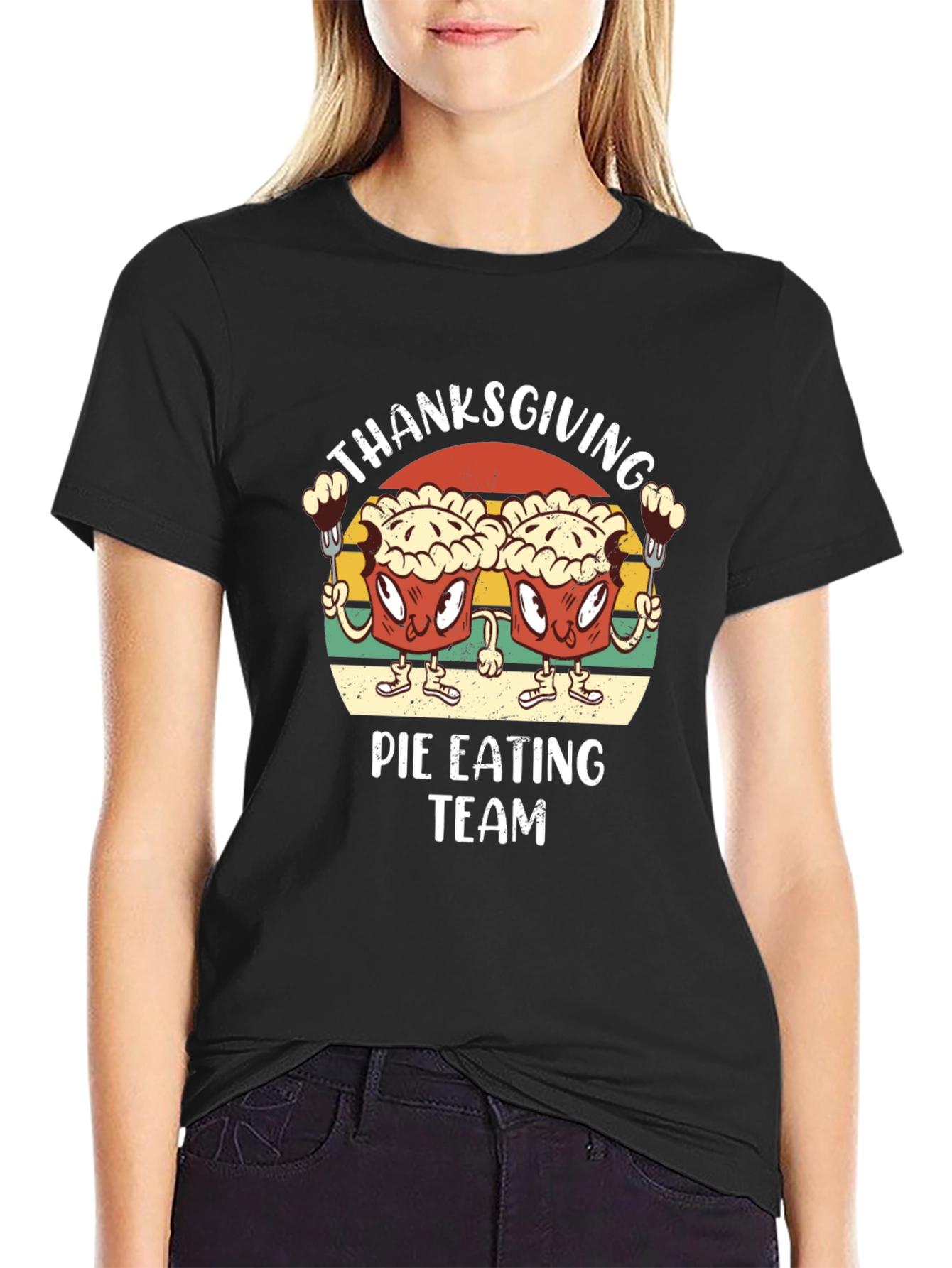 Thanksgiving Pie Eating Team Graphic T-Shirt