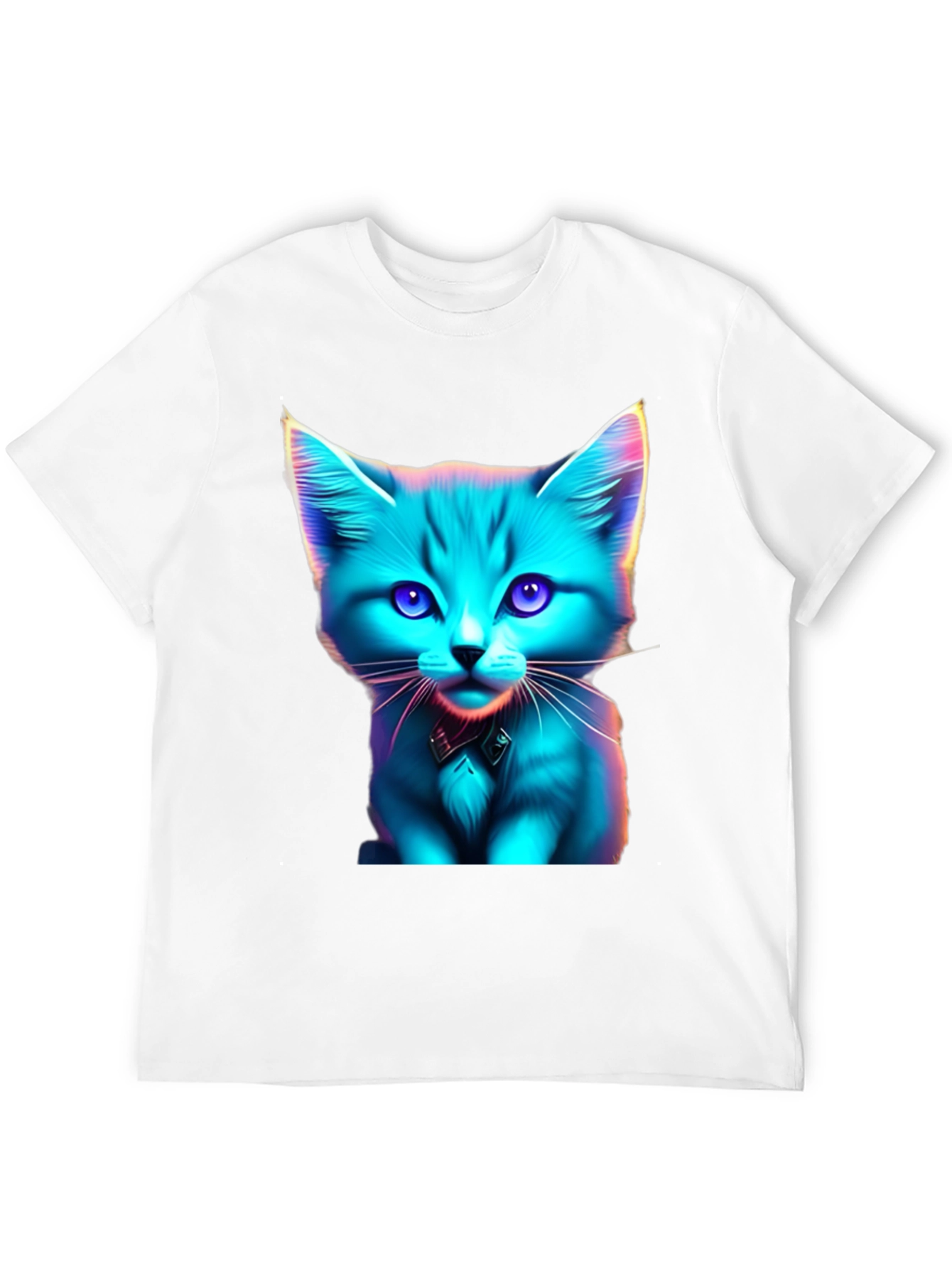 Neon Cat Graphic Tee - Stylish Black T-Shirt