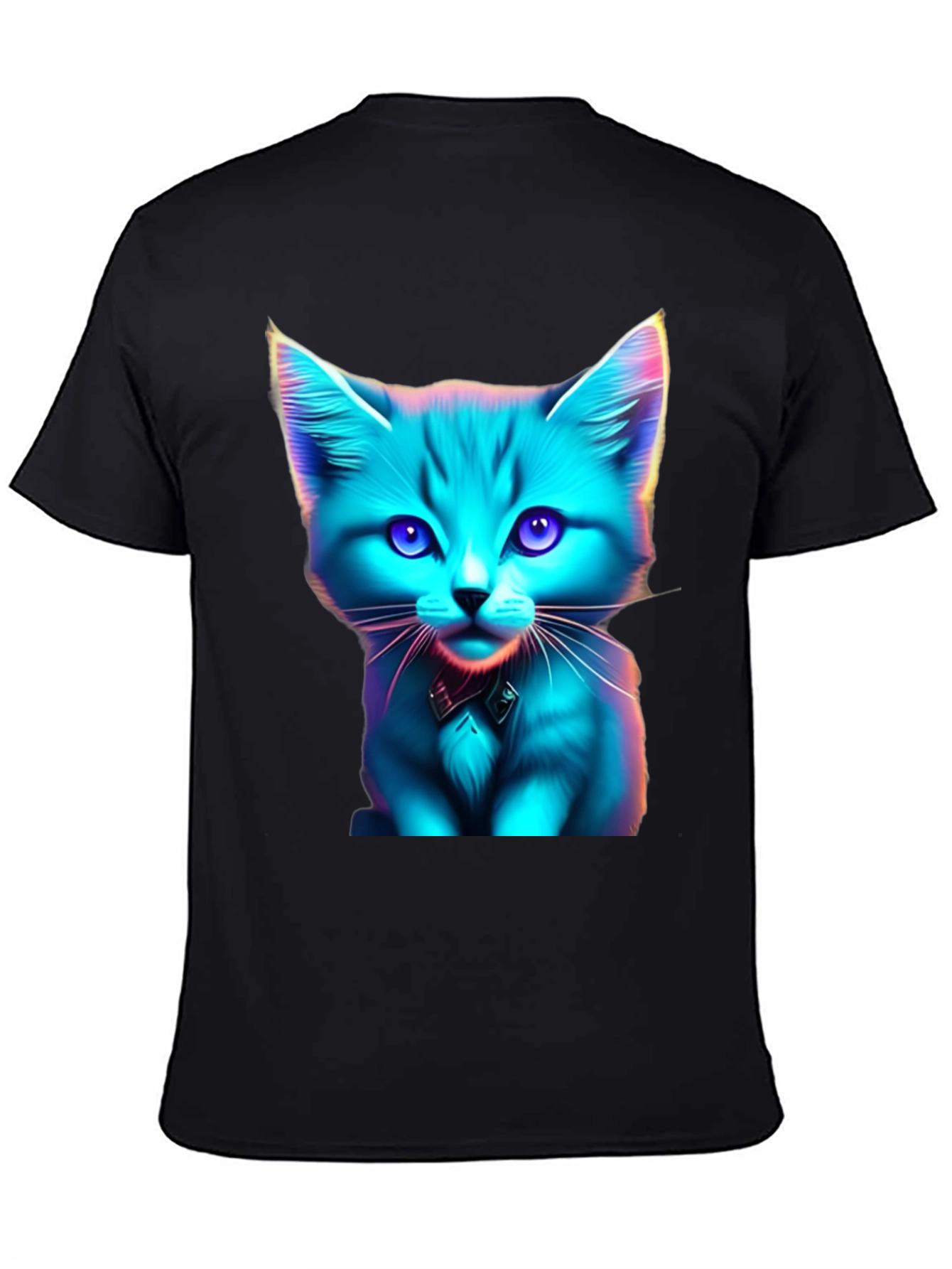 Neon Cat Graphic Tee - Stylish Black T-Shirt
