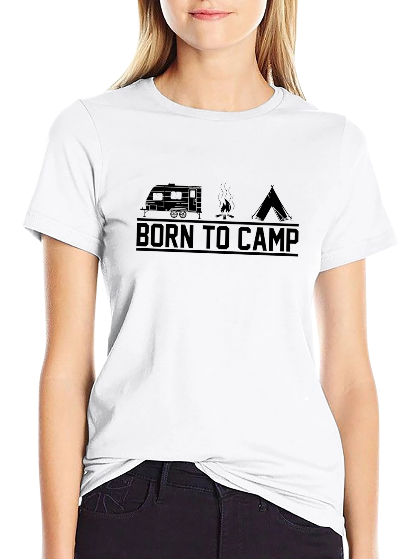 Born to Camp Black Graphic T-Shirt