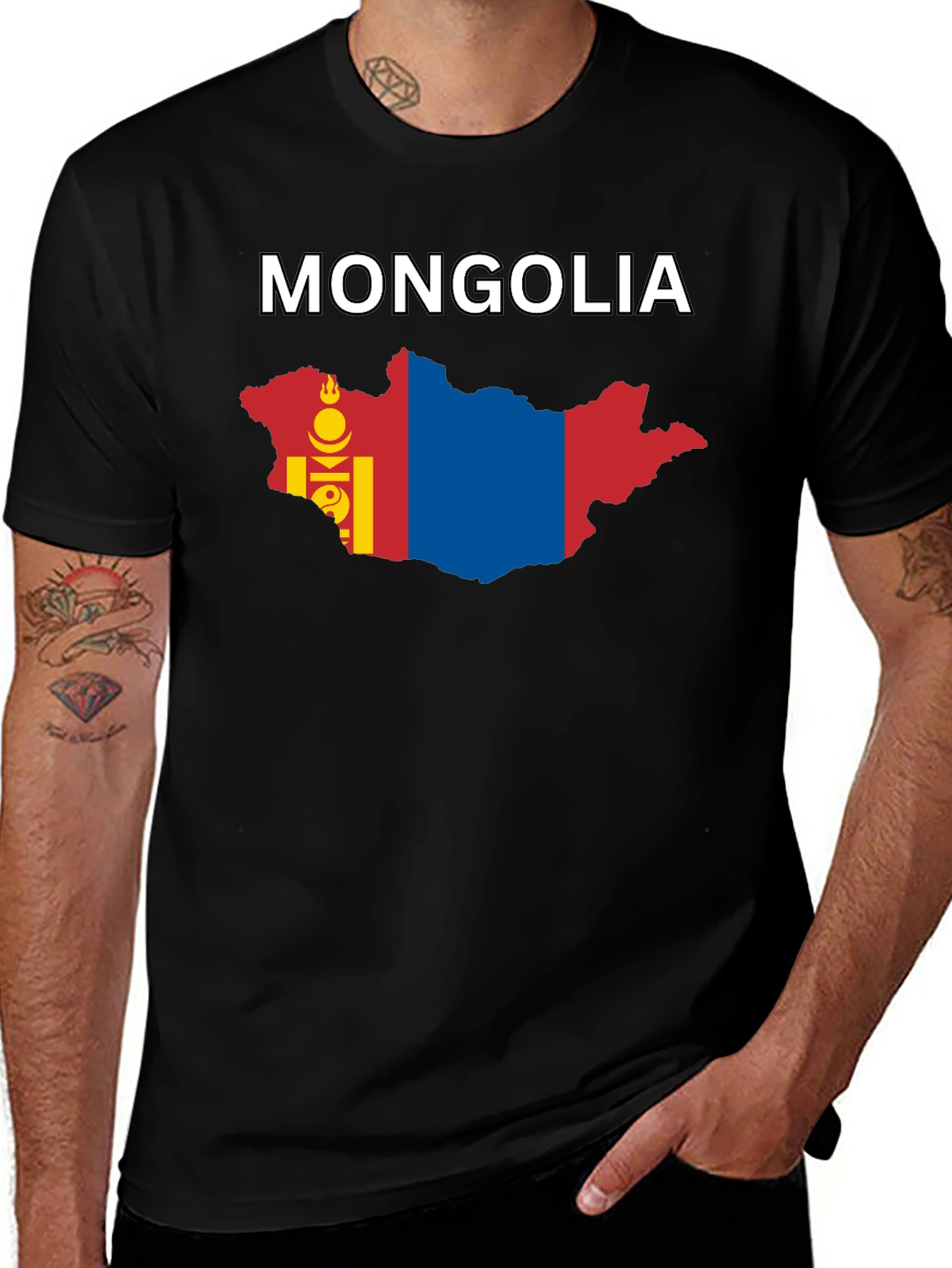 Mongolia Flag Map Graphic T-Shirt