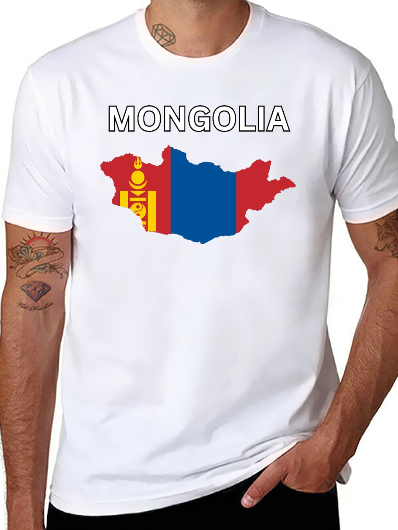 Mongolia Flag Map Graphic T-Shirt