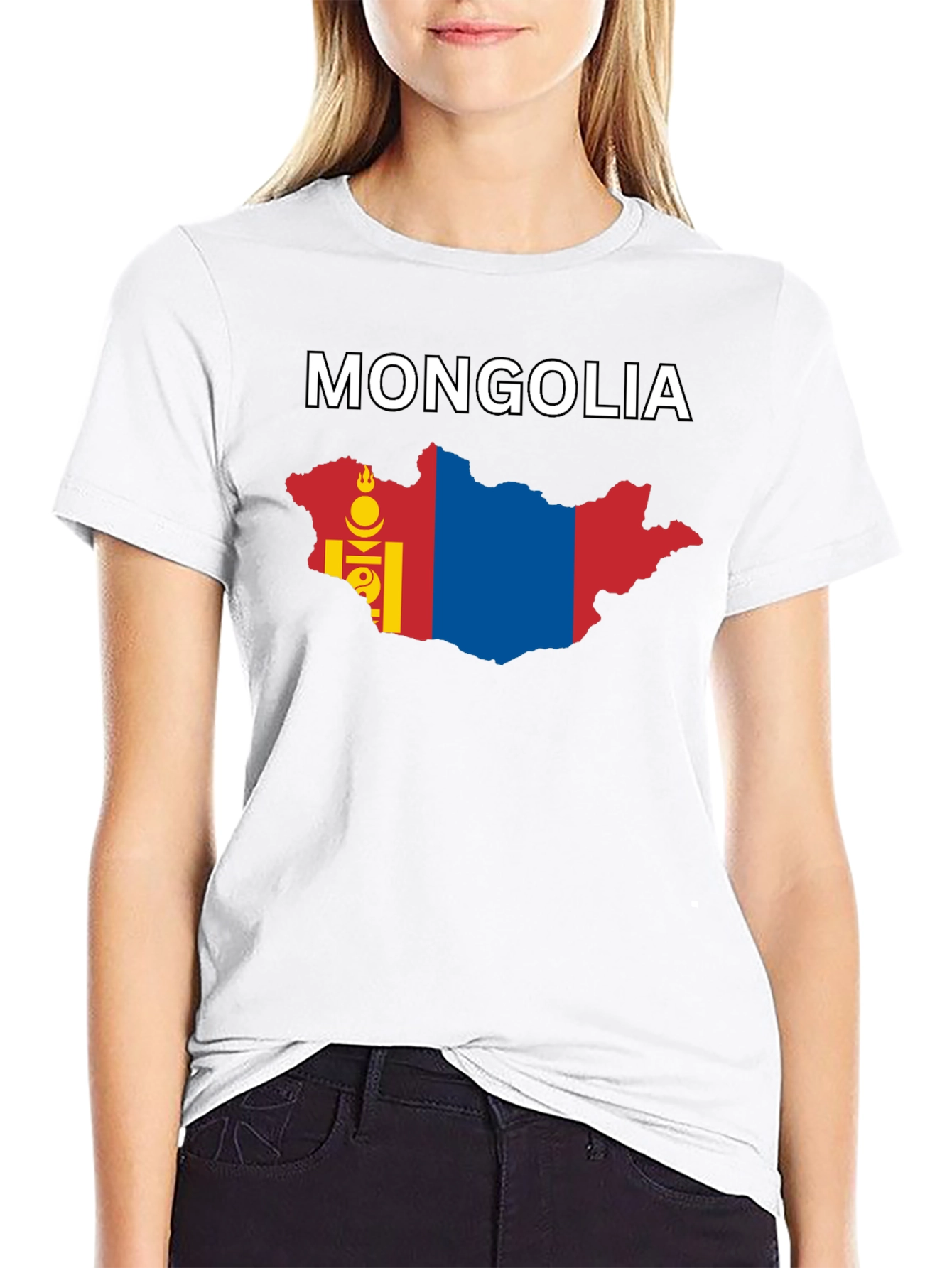 Mongolia Flag Map Graphic T-Shirt