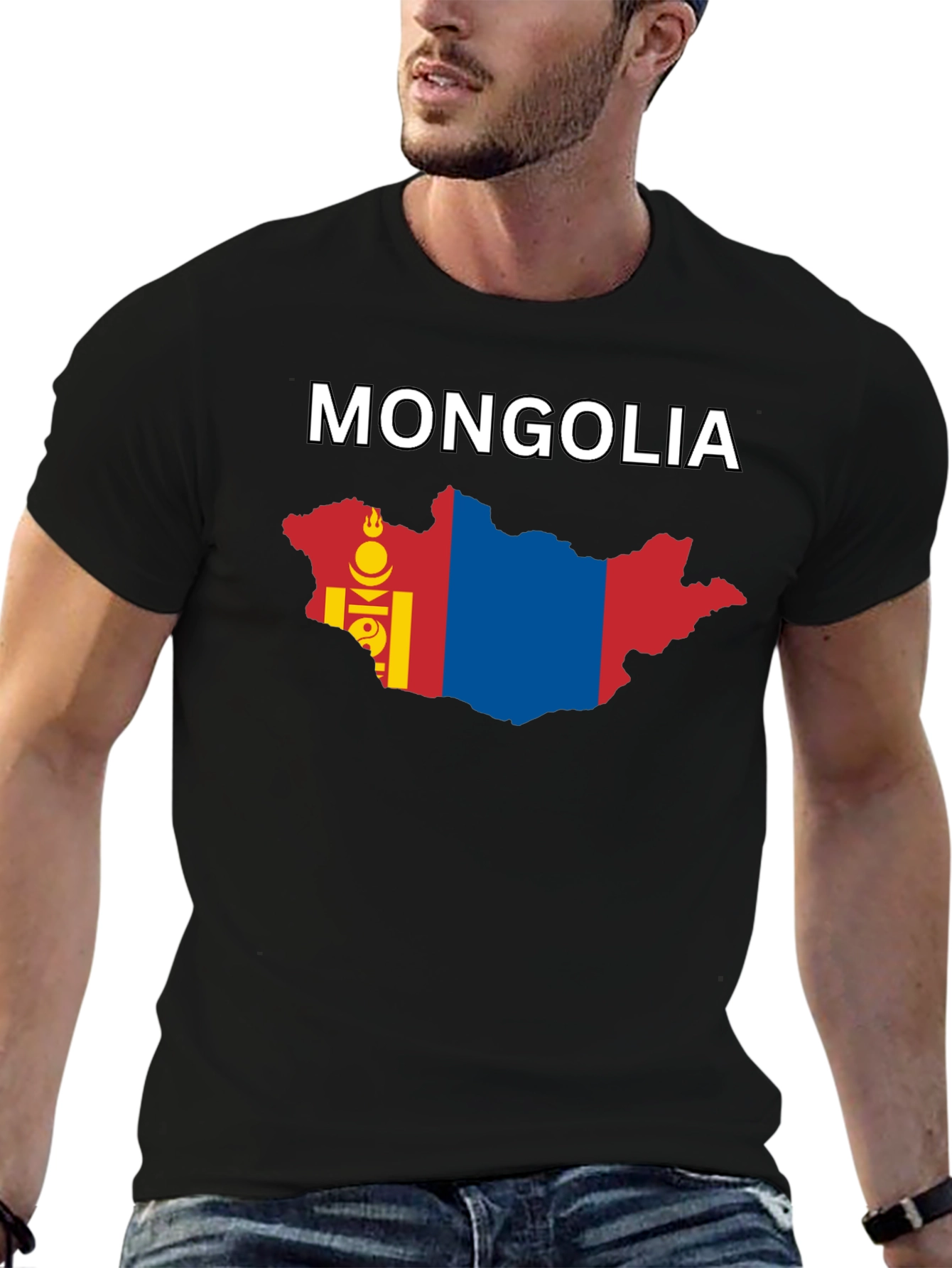Mongolia Flag Map Graphic T-Shirt