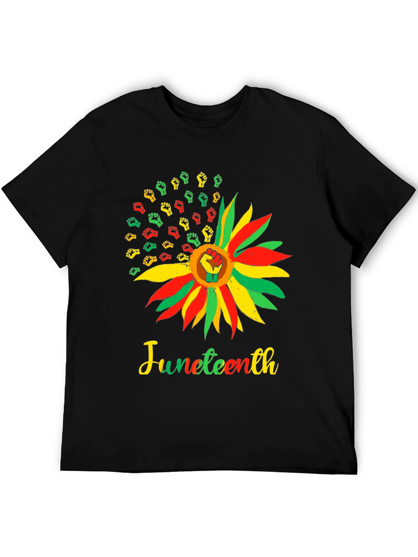 Juneteenth Fist Sunflower Graphic T-Shirt