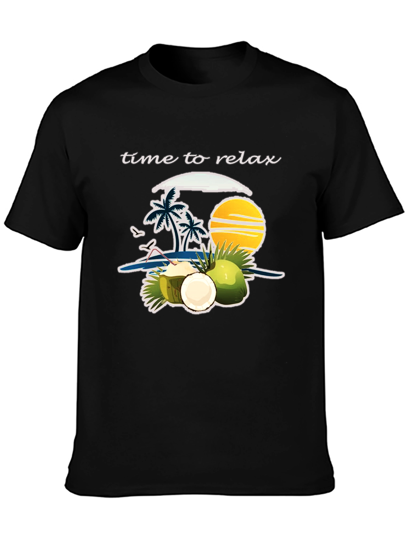 Time to Relax Graphic T-Shirt: Coconut Beach Theme