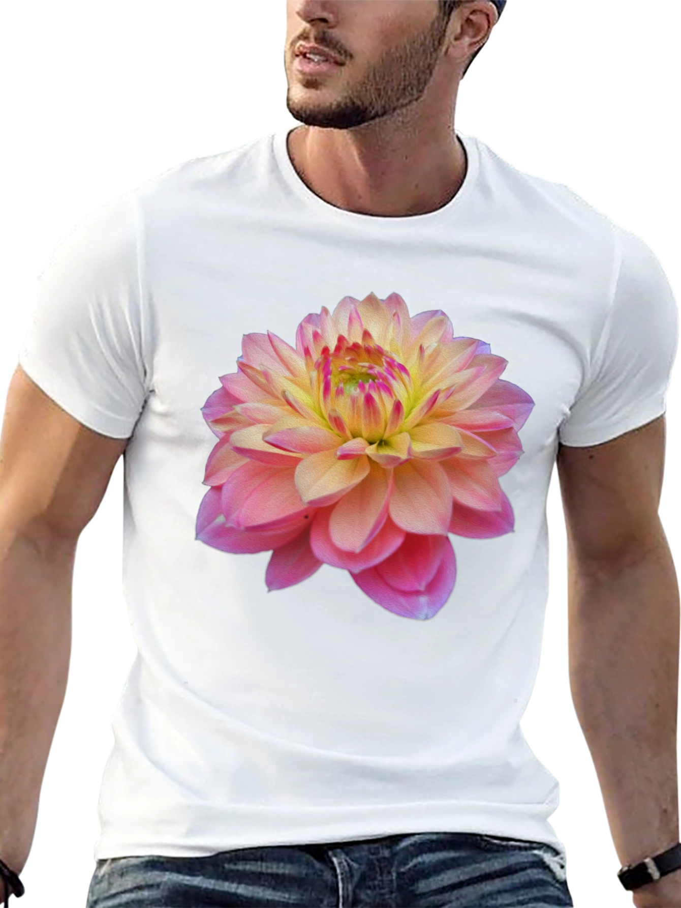 Floral Graphic T-Shirt: Pink Dahlia Blossom