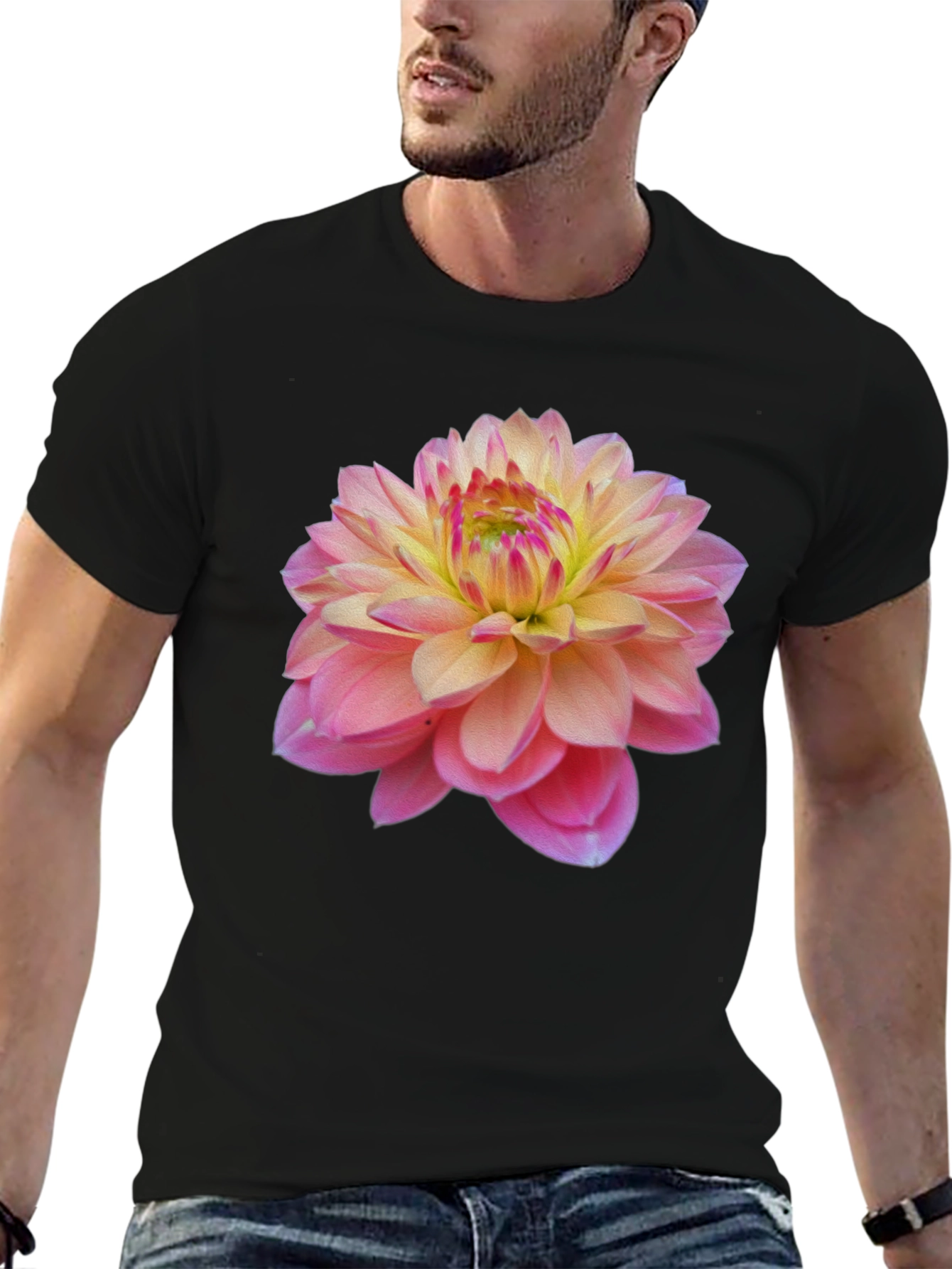 Floral Graphic T-Shirt: Pink Dahlia Blossom