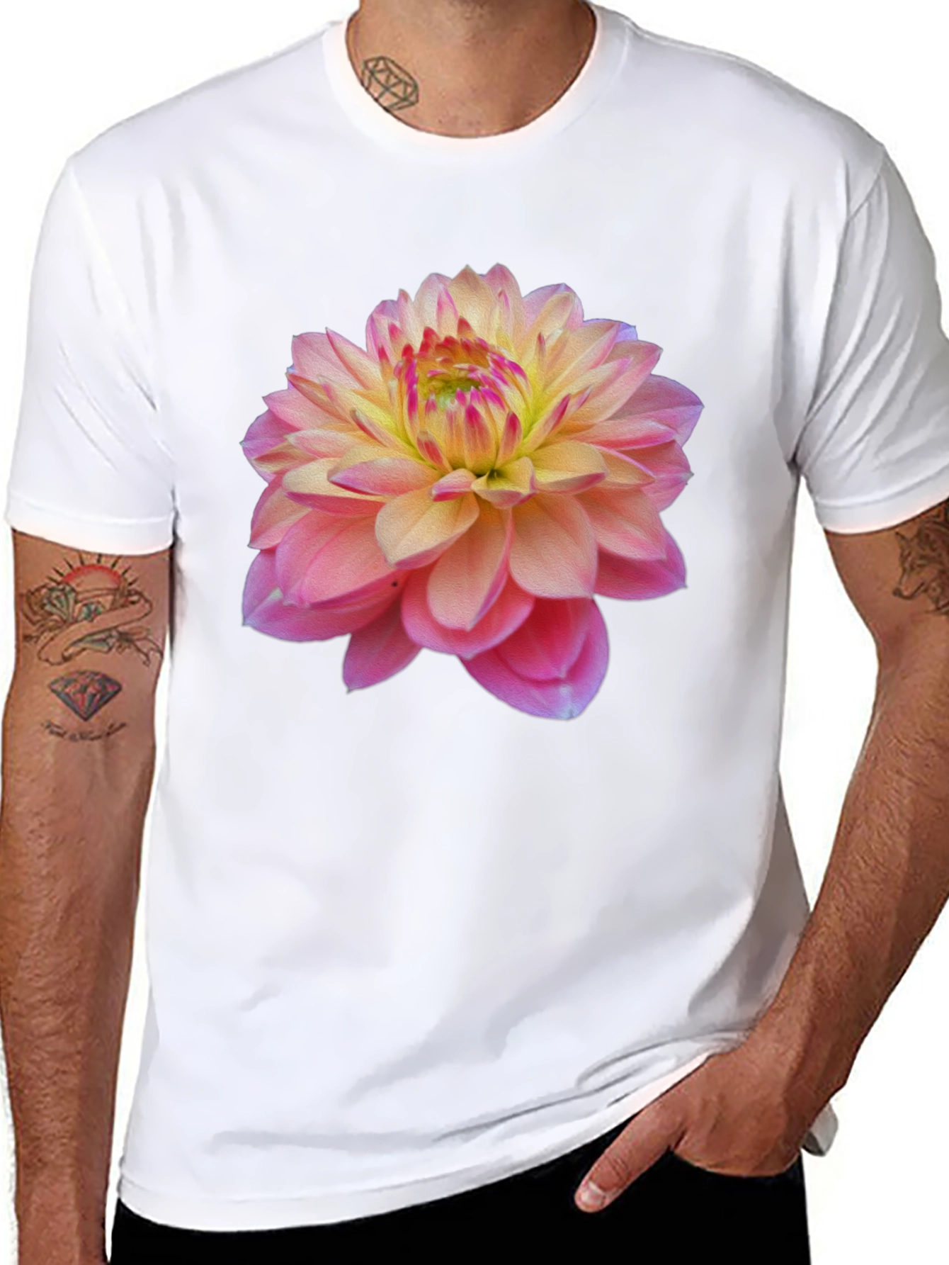 Floral Graphic T-Shirt: Pink Dahlia Blossom