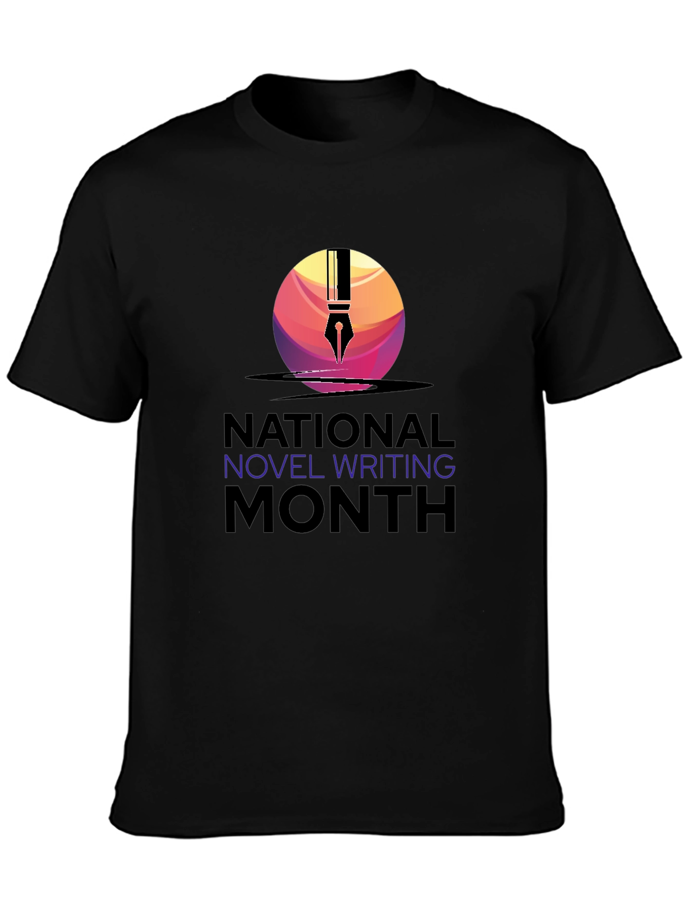 National Novel Writing Month T-Shirt - Mens Black Tee