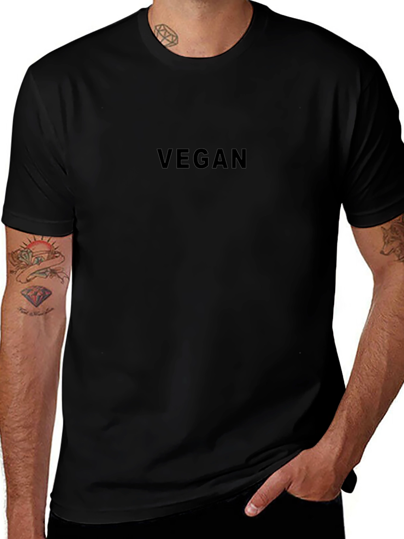Vegan Black Crew Neck T-Shirt