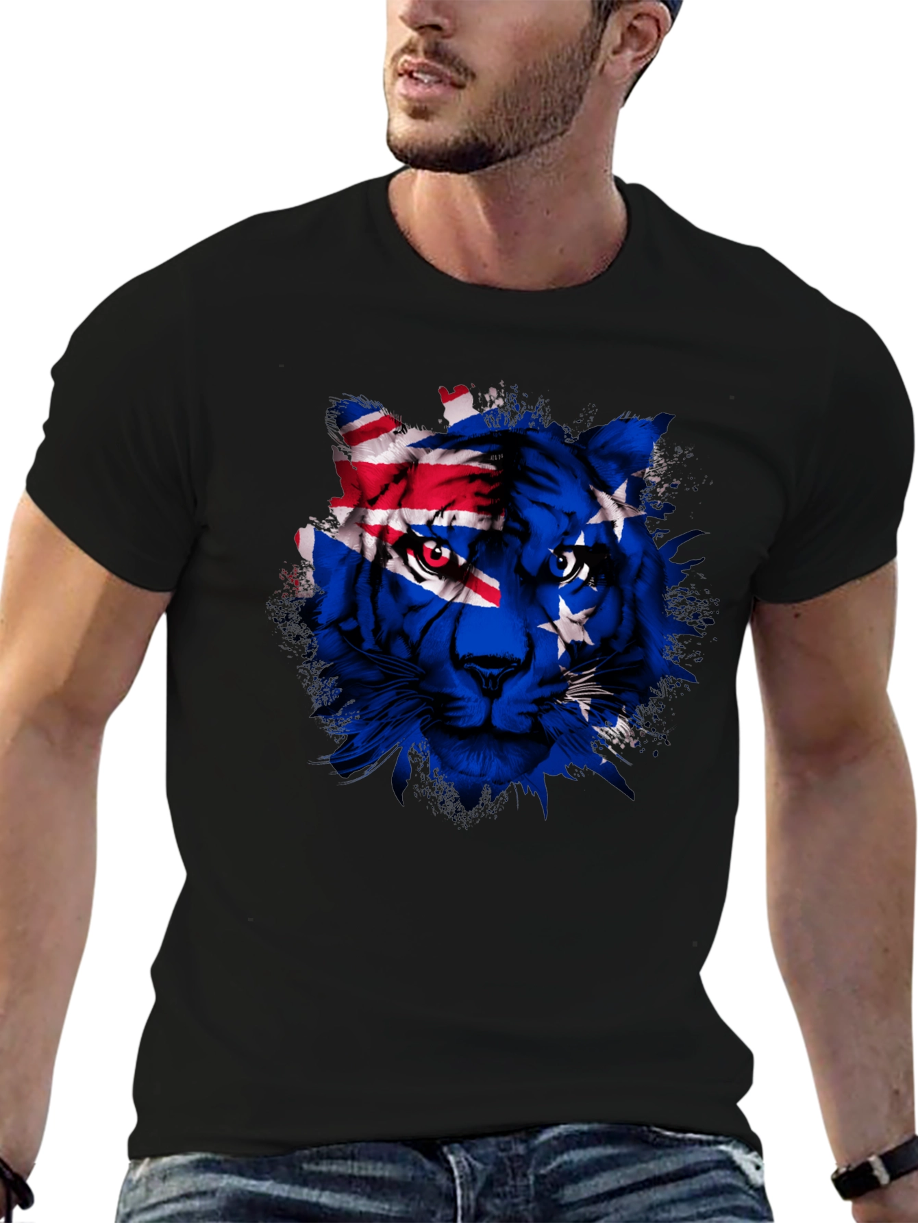 Cook Islands Flag Tiger Graphic T-Shirt