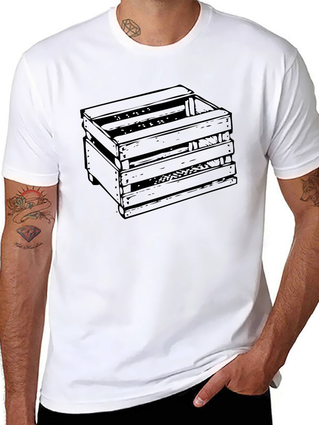 Wooden Crate Graphic Tee - Modern Style