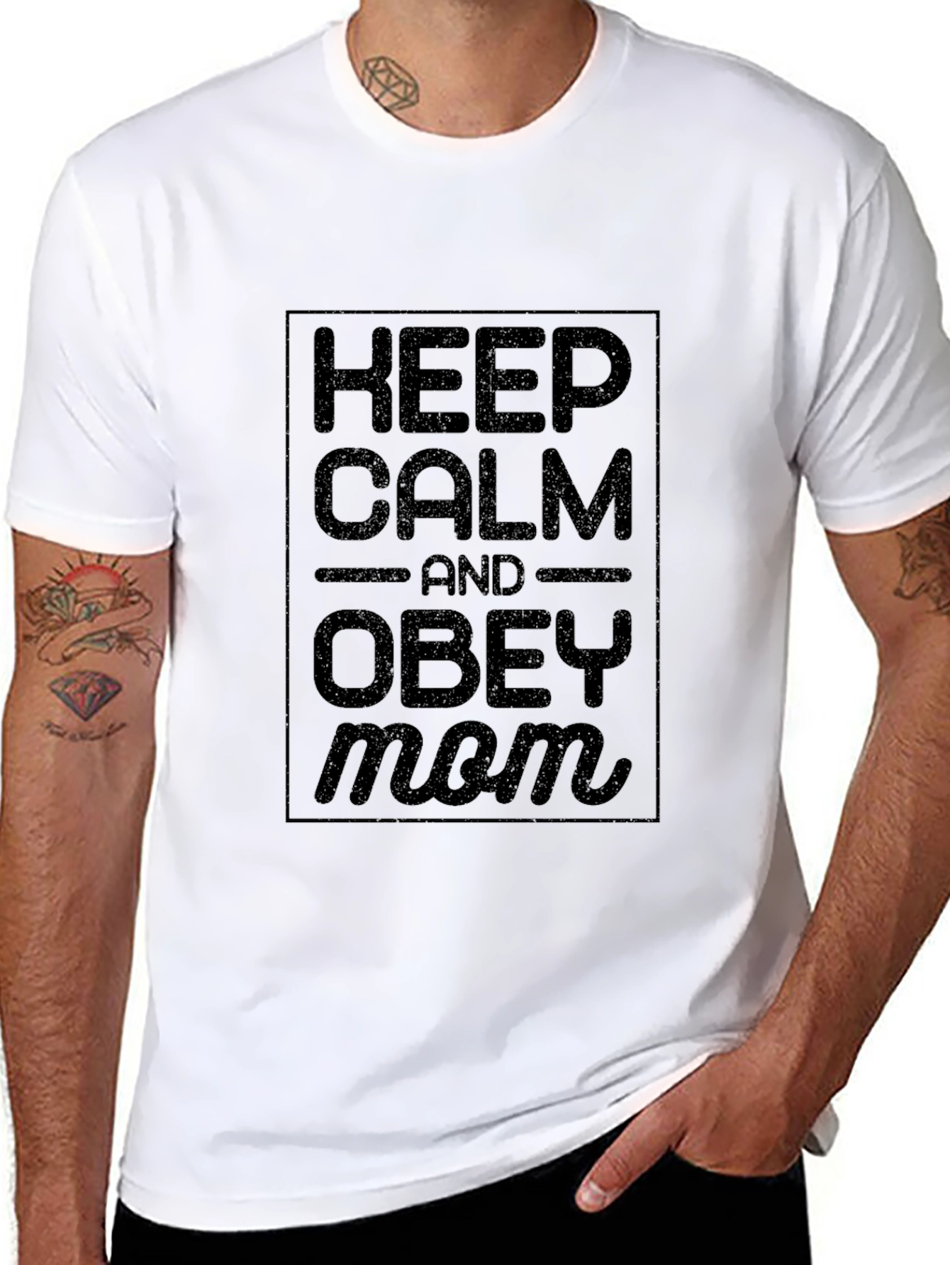 Keep Calm and Obey Mom Black T-Shirt