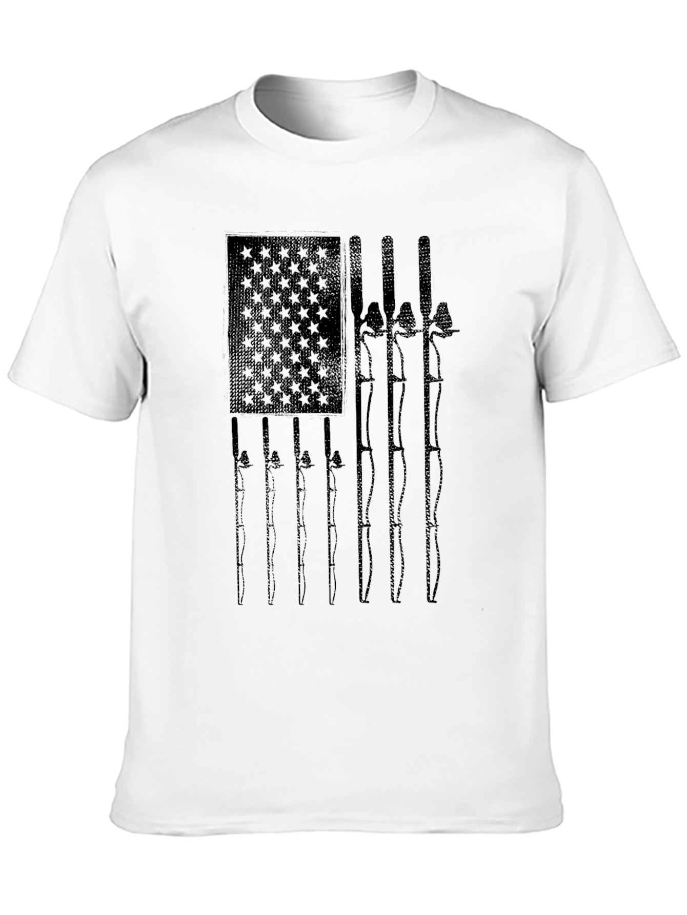 American Flag Fishing Rods Graphic T-Shirt