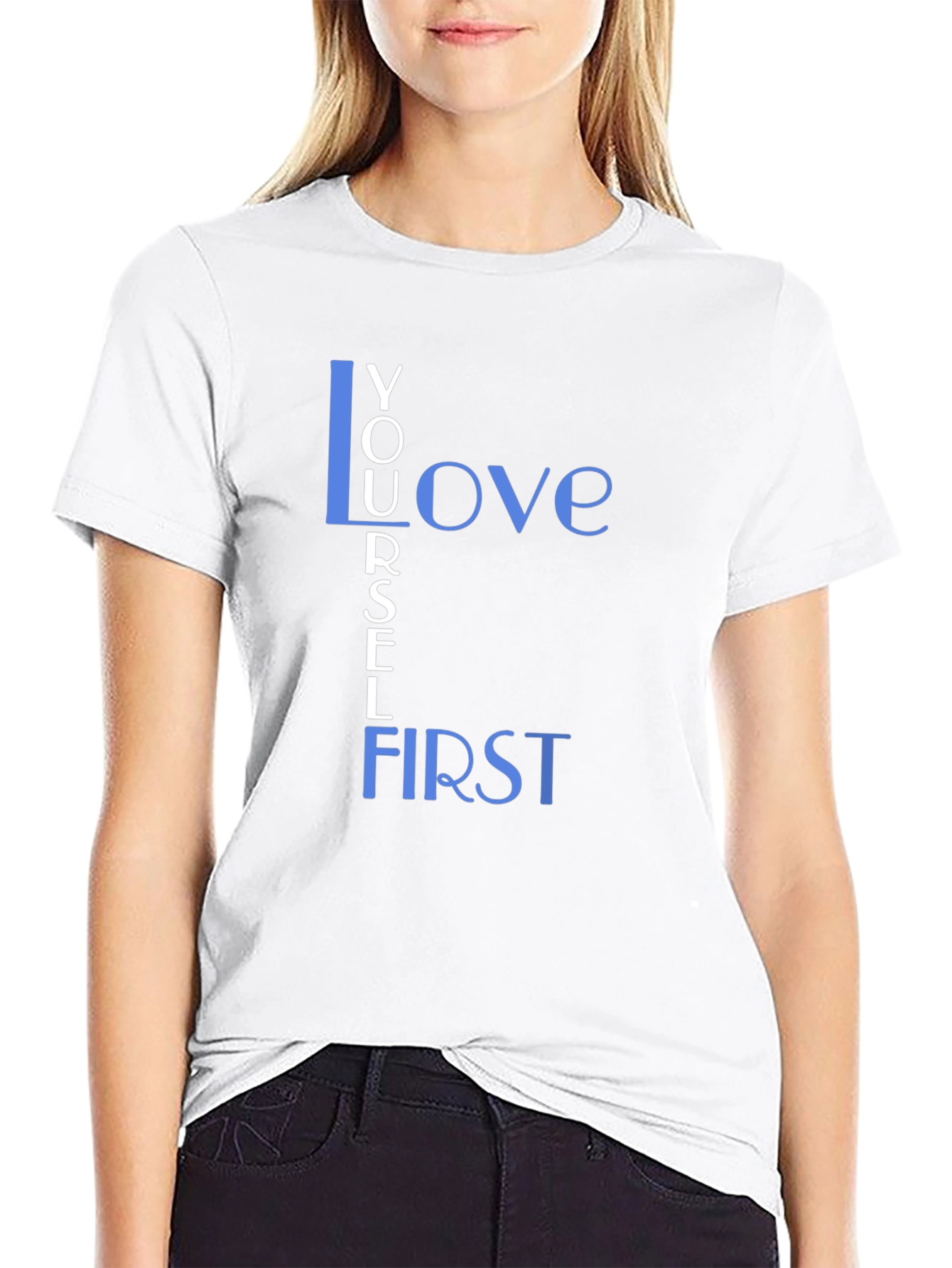 Love Yourself First Graphic Tee - Black Cotton