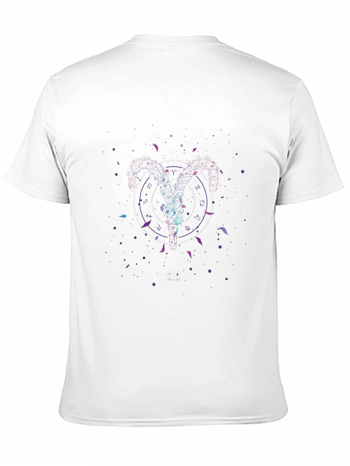 Zodiac Aries Ram Graphic Print Black T-Shirt