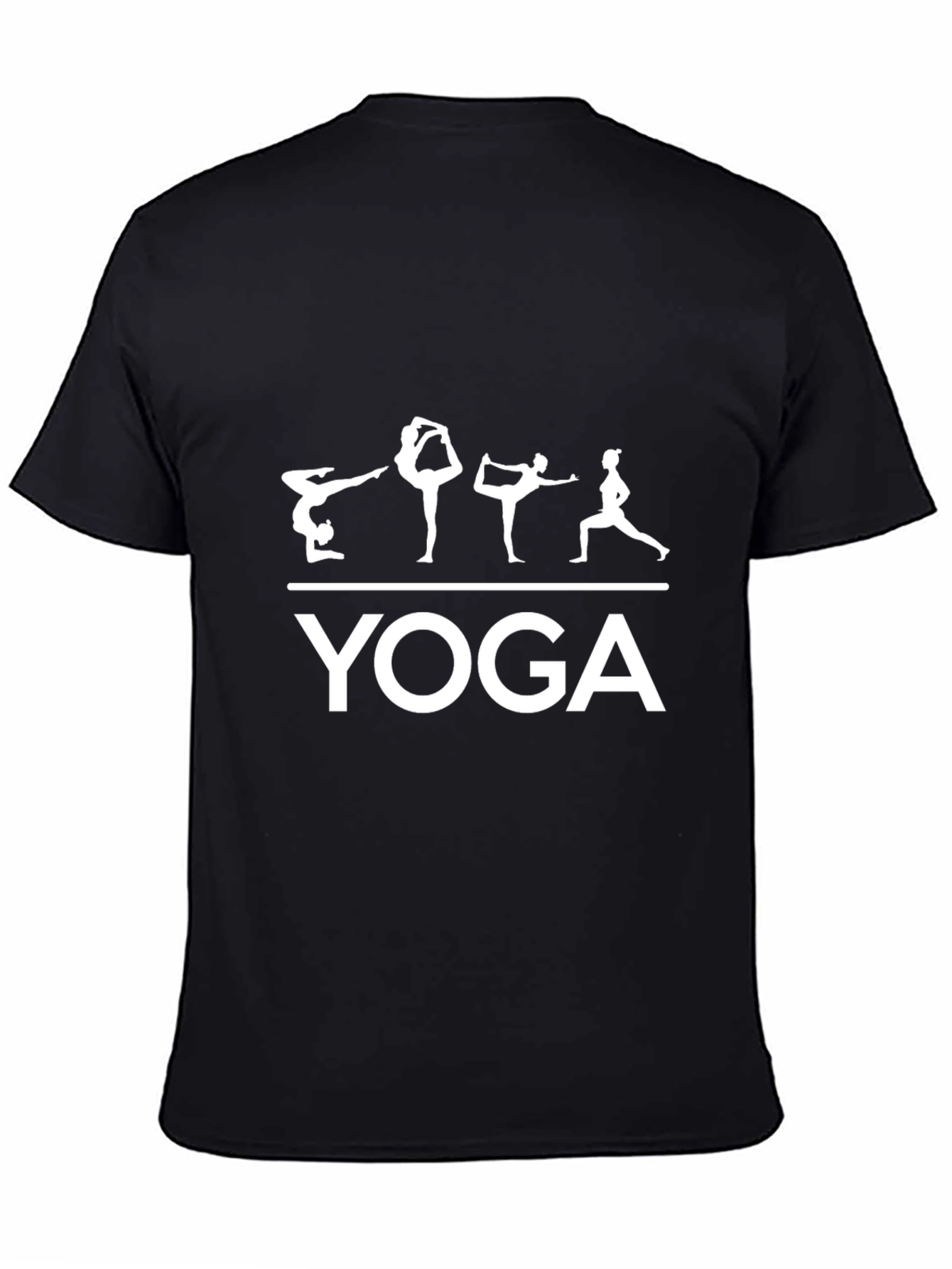 Yoga Poses Graphic T-Shirt - Black Cotton Blend