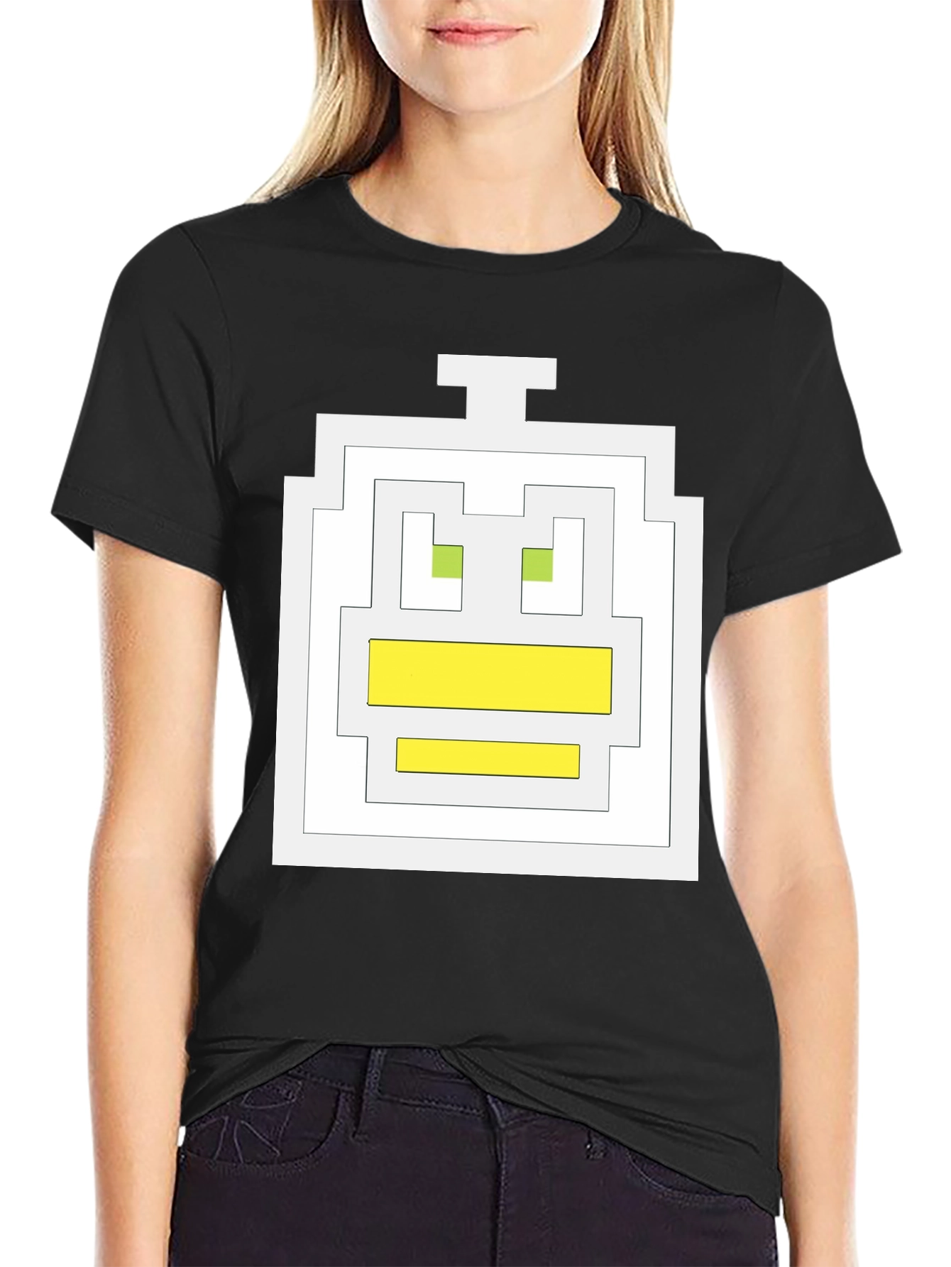Pixel Duck Graphic Tee - Black Cotton Comfort