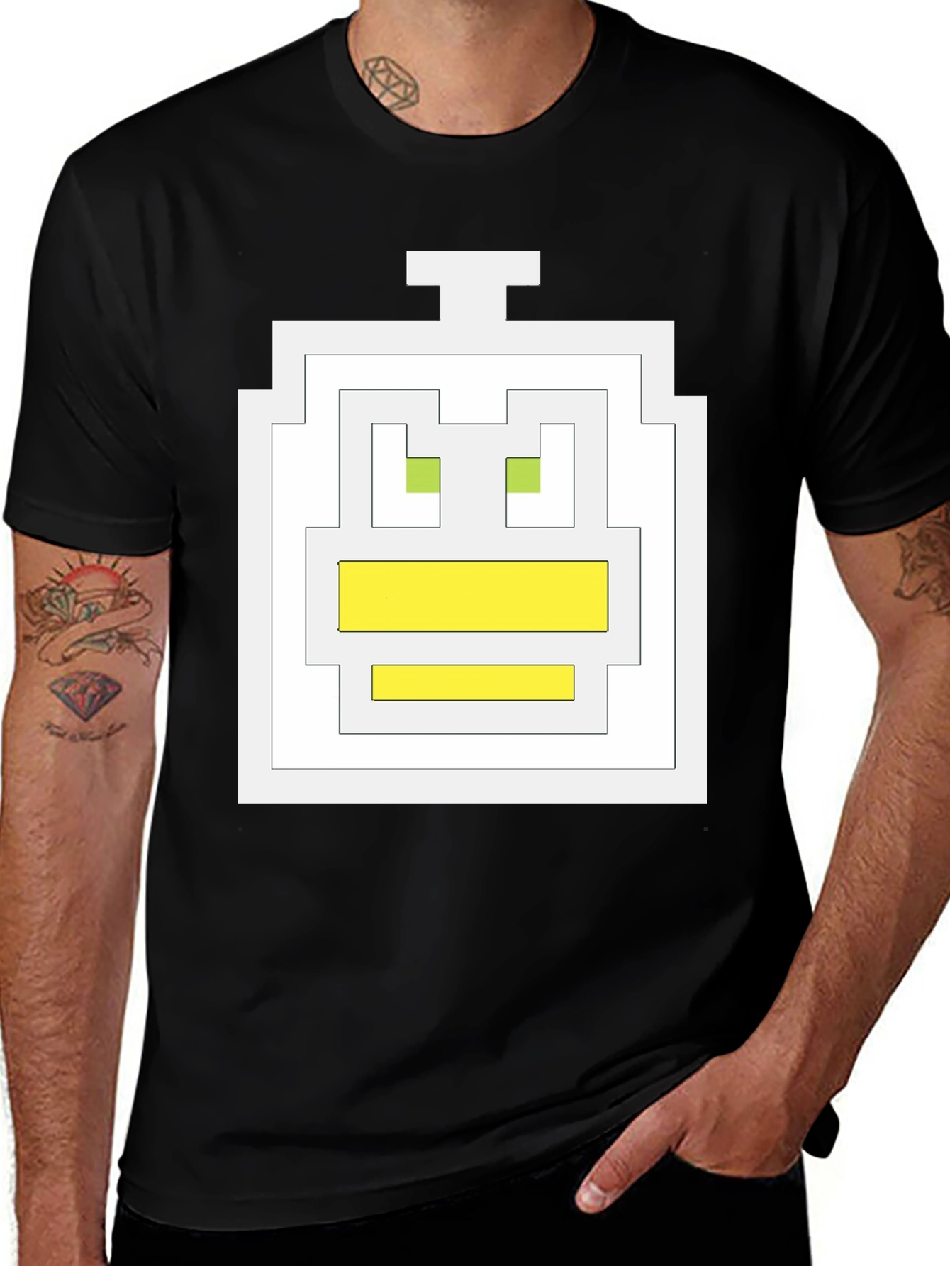 Pixel Duck Graphic Tee - Black Cotton Comfort