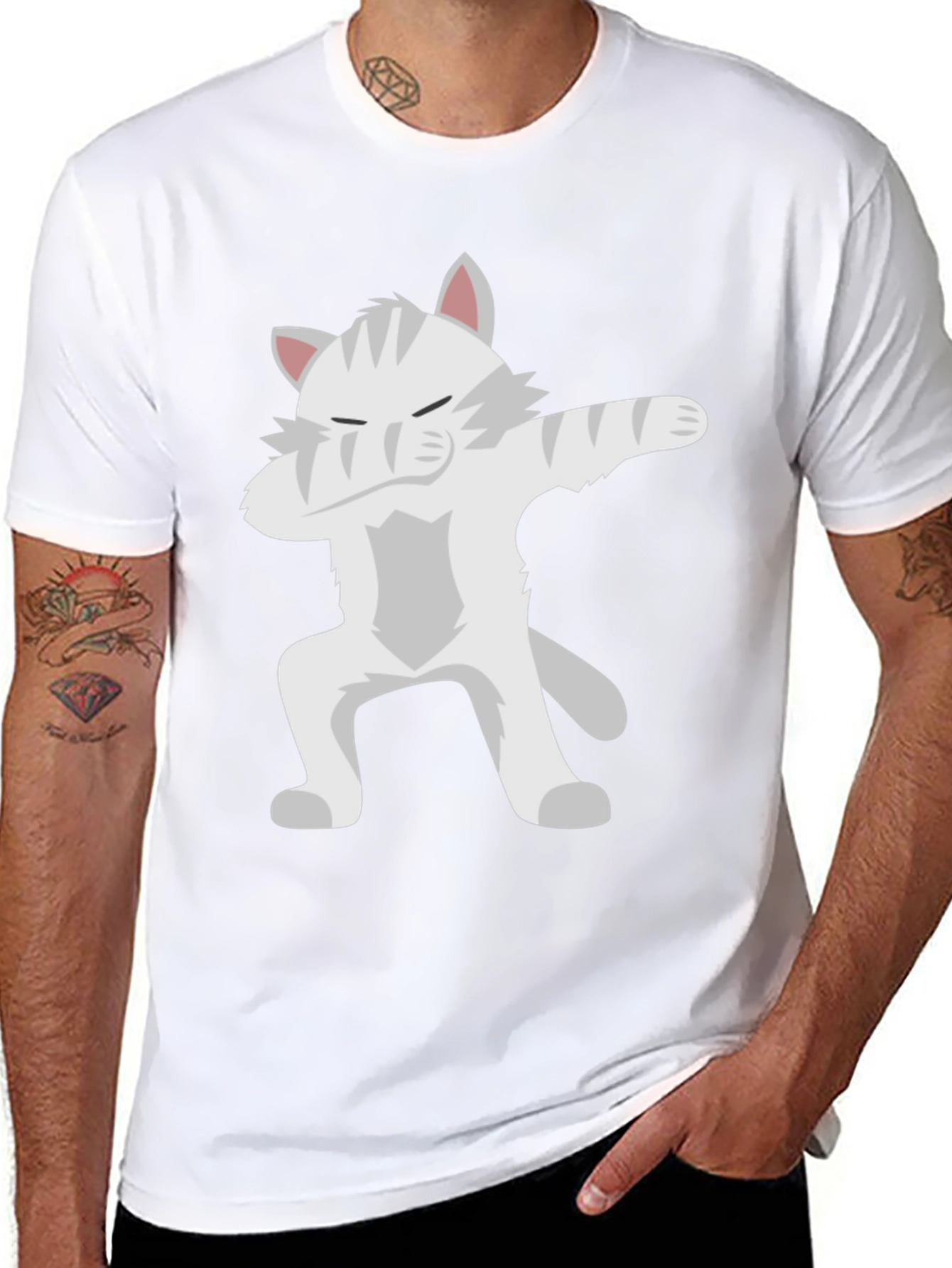Dabbing Cat Graphic Tee - Black
