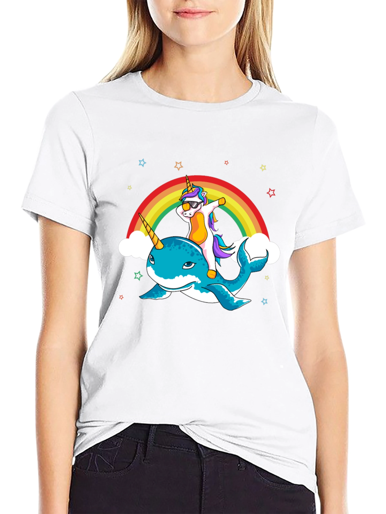 Unicorn Narwhal Dab Rainbow Graphic Tee
