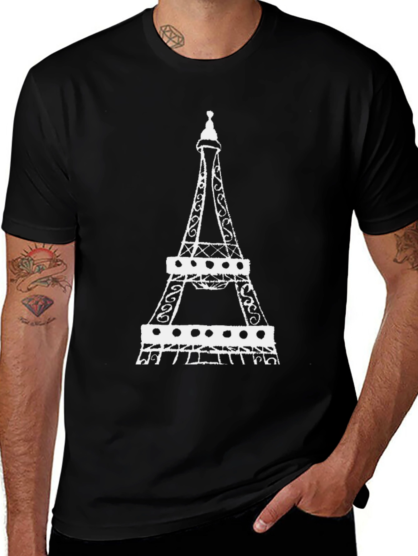 Eiffel Tower Graphic T-Shirt - Black Cotton Tee
