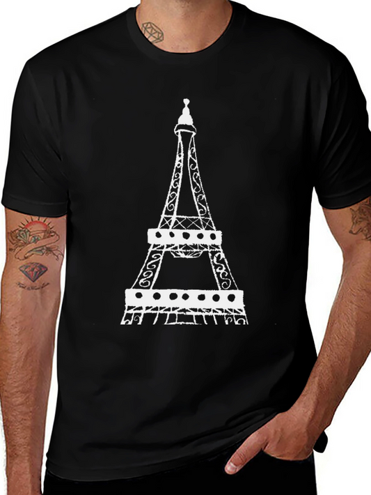 Eiffel Tower Graphic T-Shirt - Black Cotton Tee