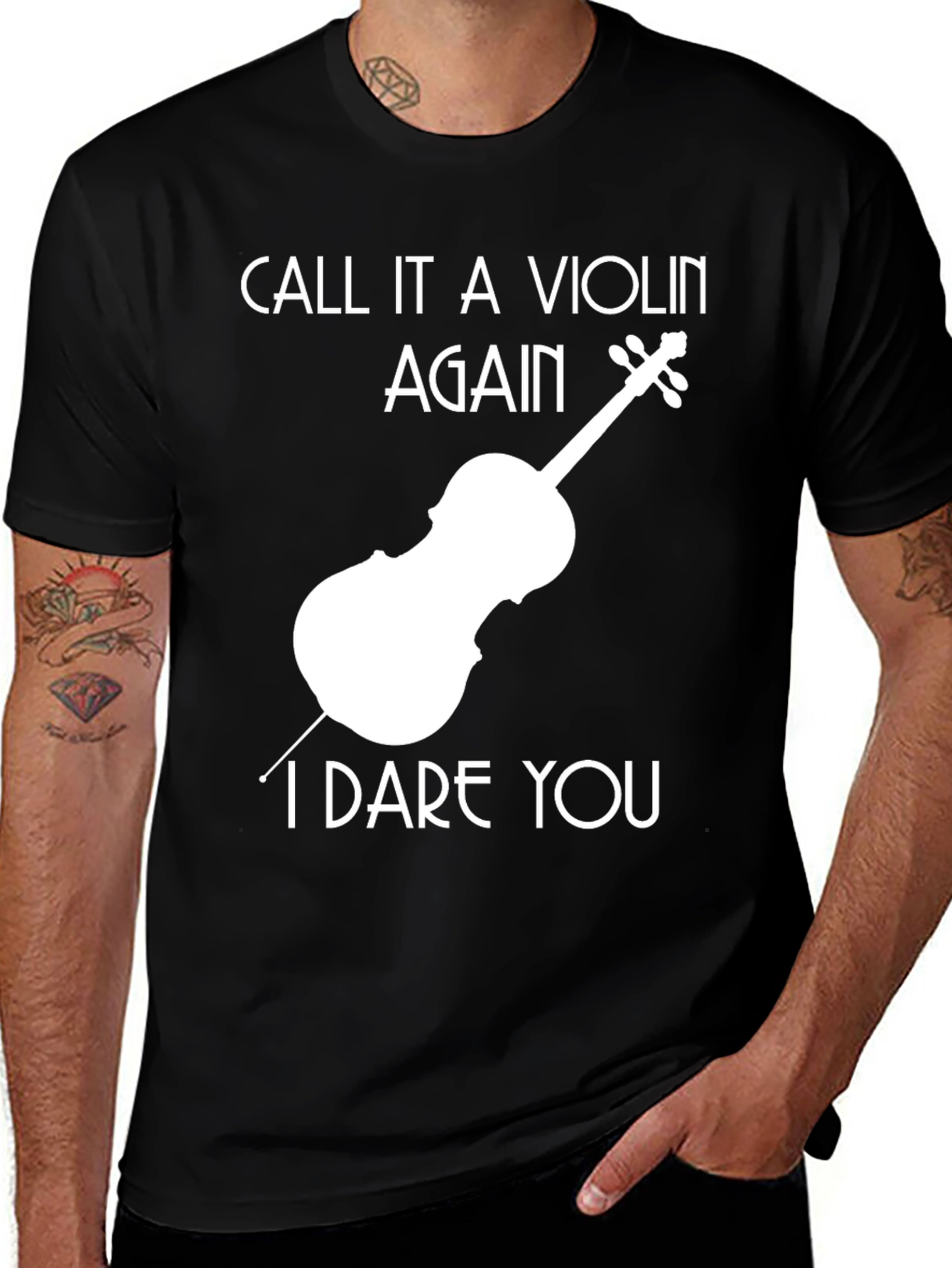 Violin I Dare You Black T-Shirt