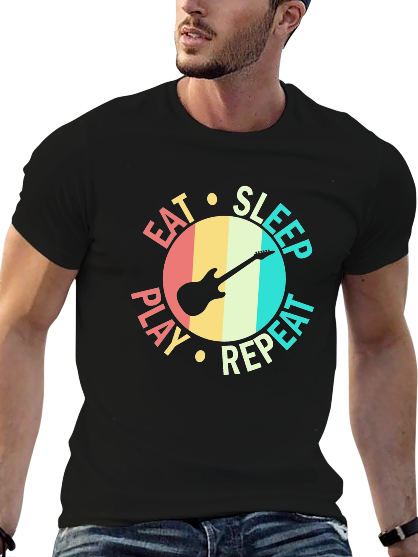 Eat Sleep Play Repeat Guitar T-Shirt