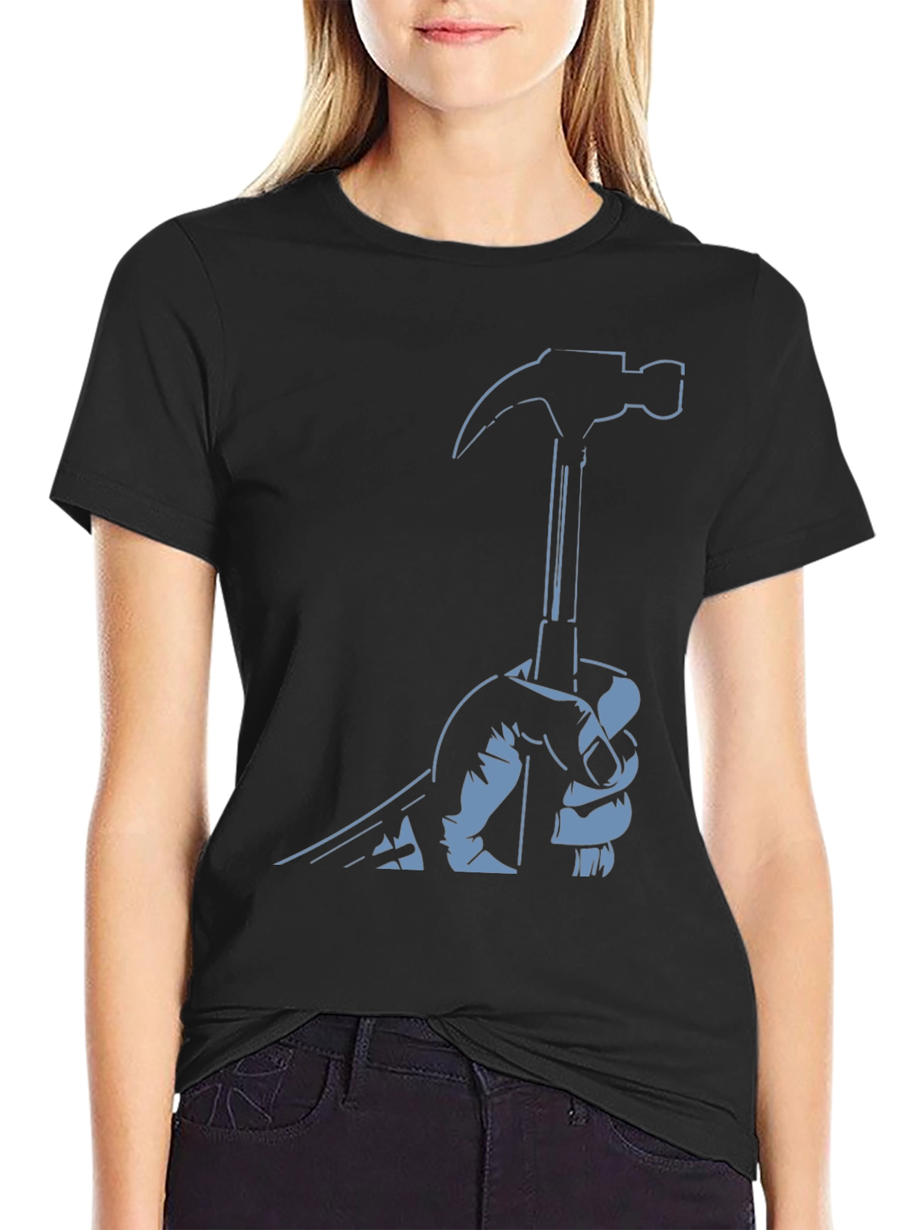 Hammer Graphic T-Shirt - Black Crew Neck Tee