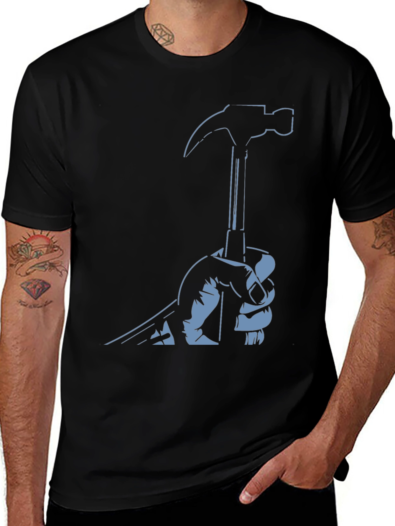 Hammer Graphic T-Shirt - Black Crew Neck Tee